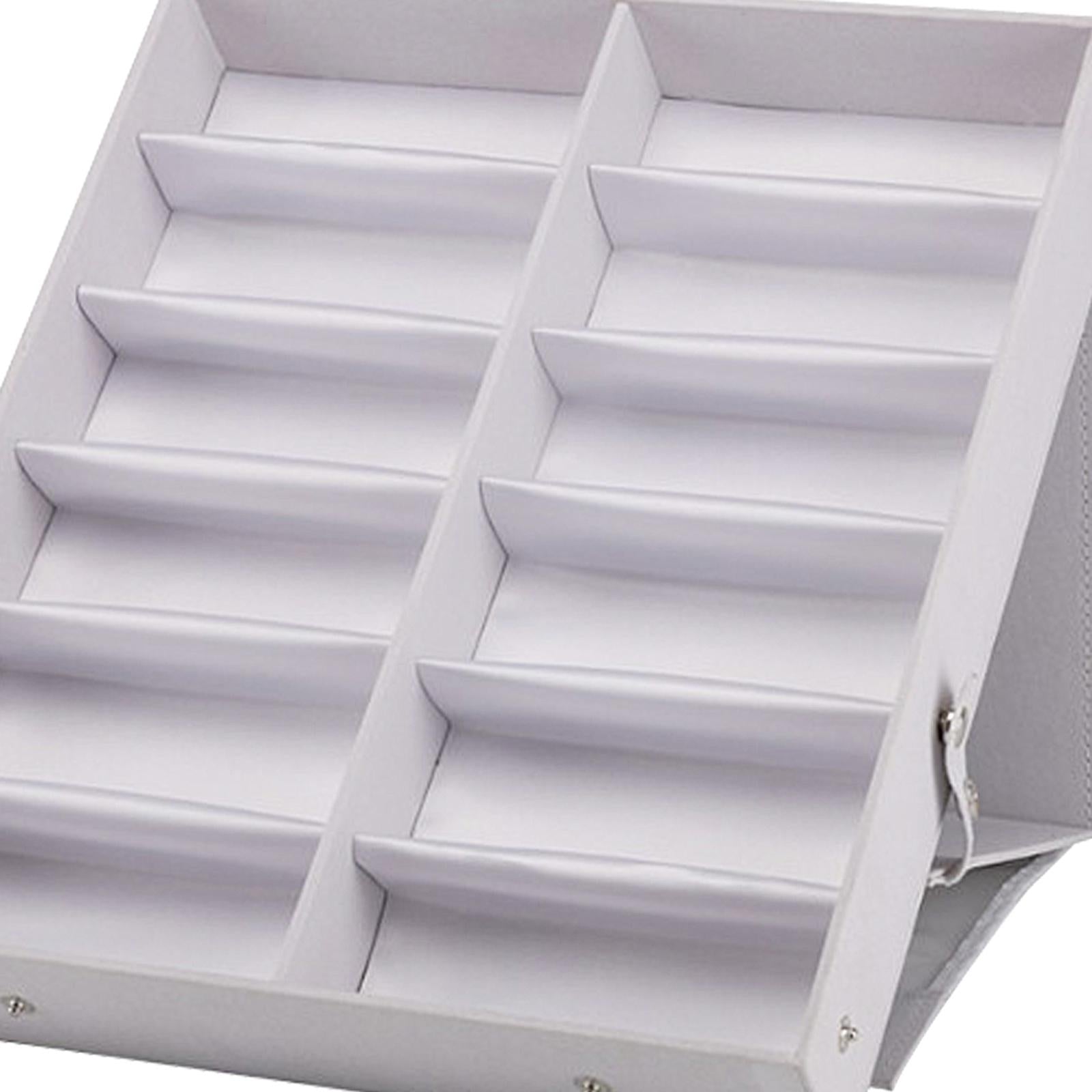 12 Grids Sunglasses Storage Box Foldable with Stand Function Stand white