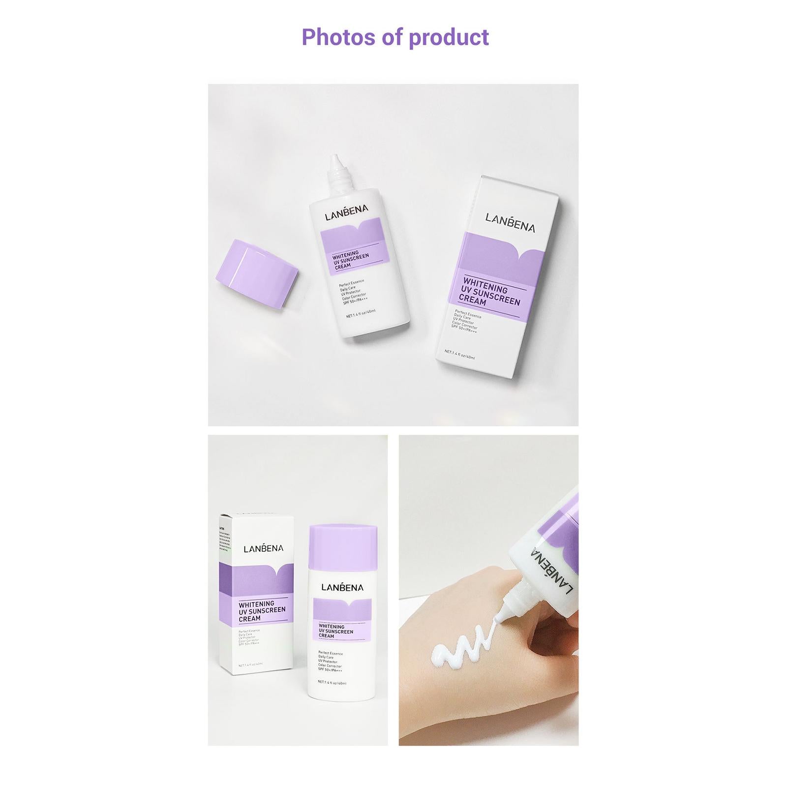 Sunscreen Cream SPF50/PA+++ 40G Safe Natural for Men Woman Kids Adult purple