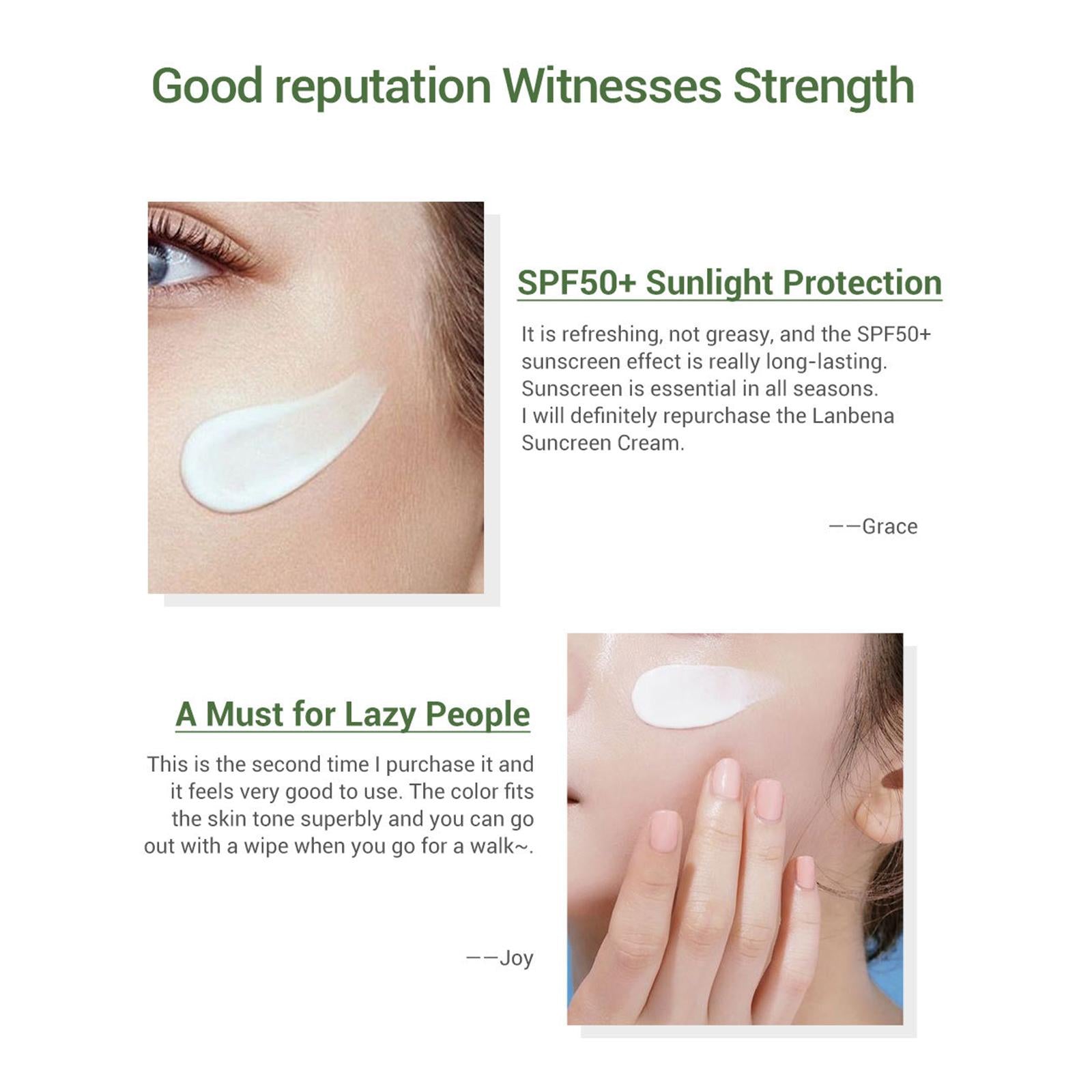Sunscreen Cream SPF50/PA+++ 40G Safe Natural for Men Woman Kids Adult green
