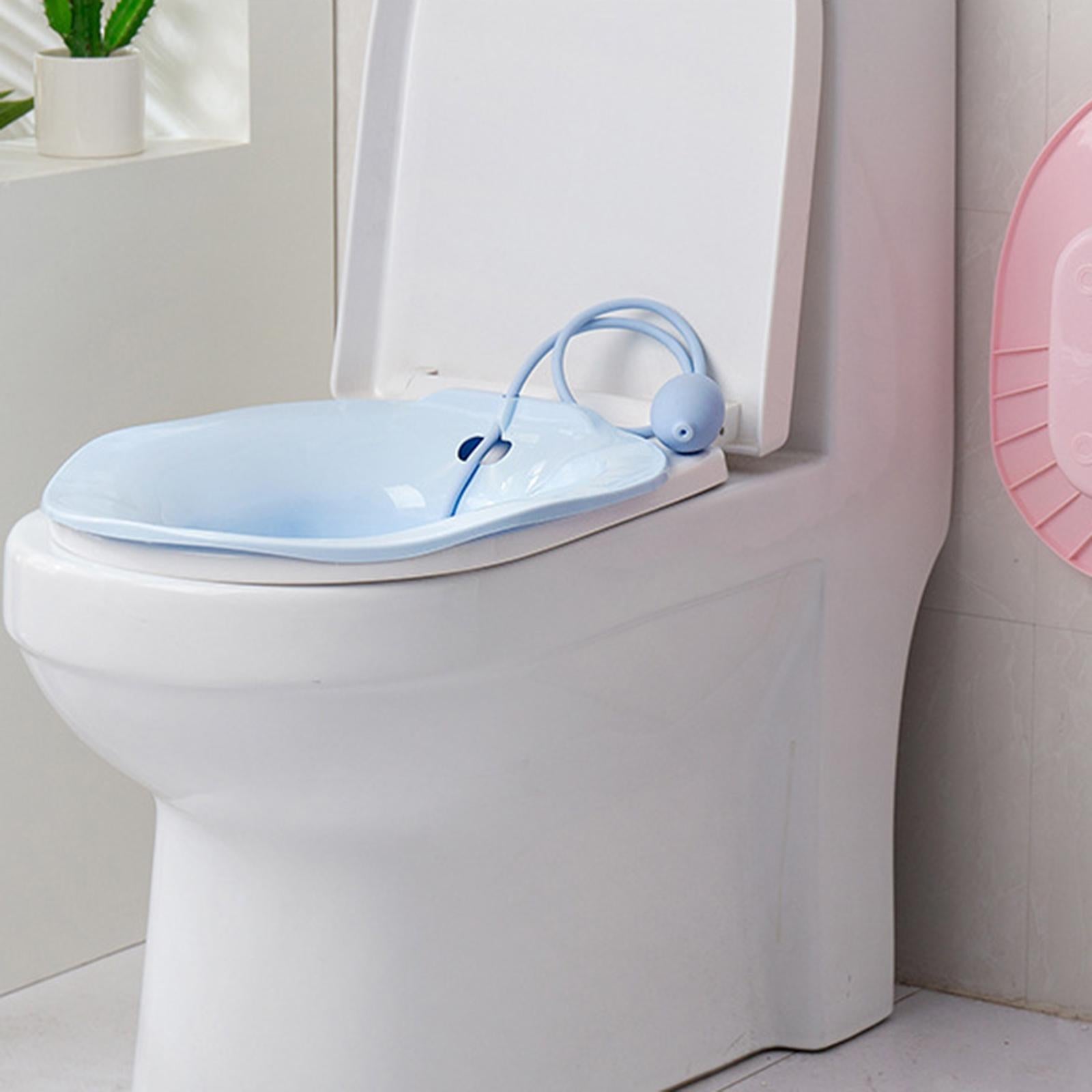 Foldable Sitz Bath Toilet Seat w/ Flusher for Postpartum Hemorrhoids Blue