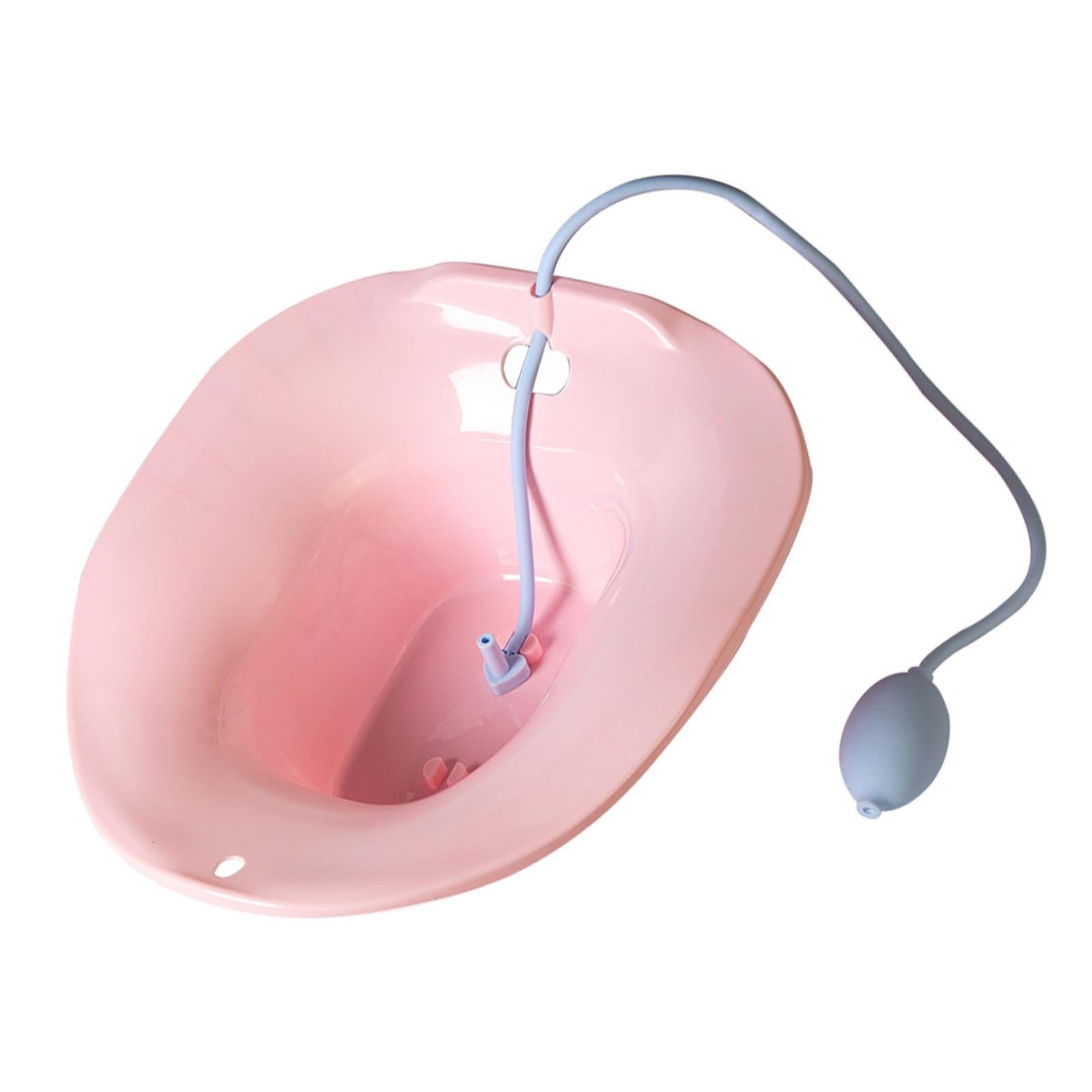 Foldable Sitz Bath Toilet Seat w/ Flusher for Postpartum Hemorrhoids Pink