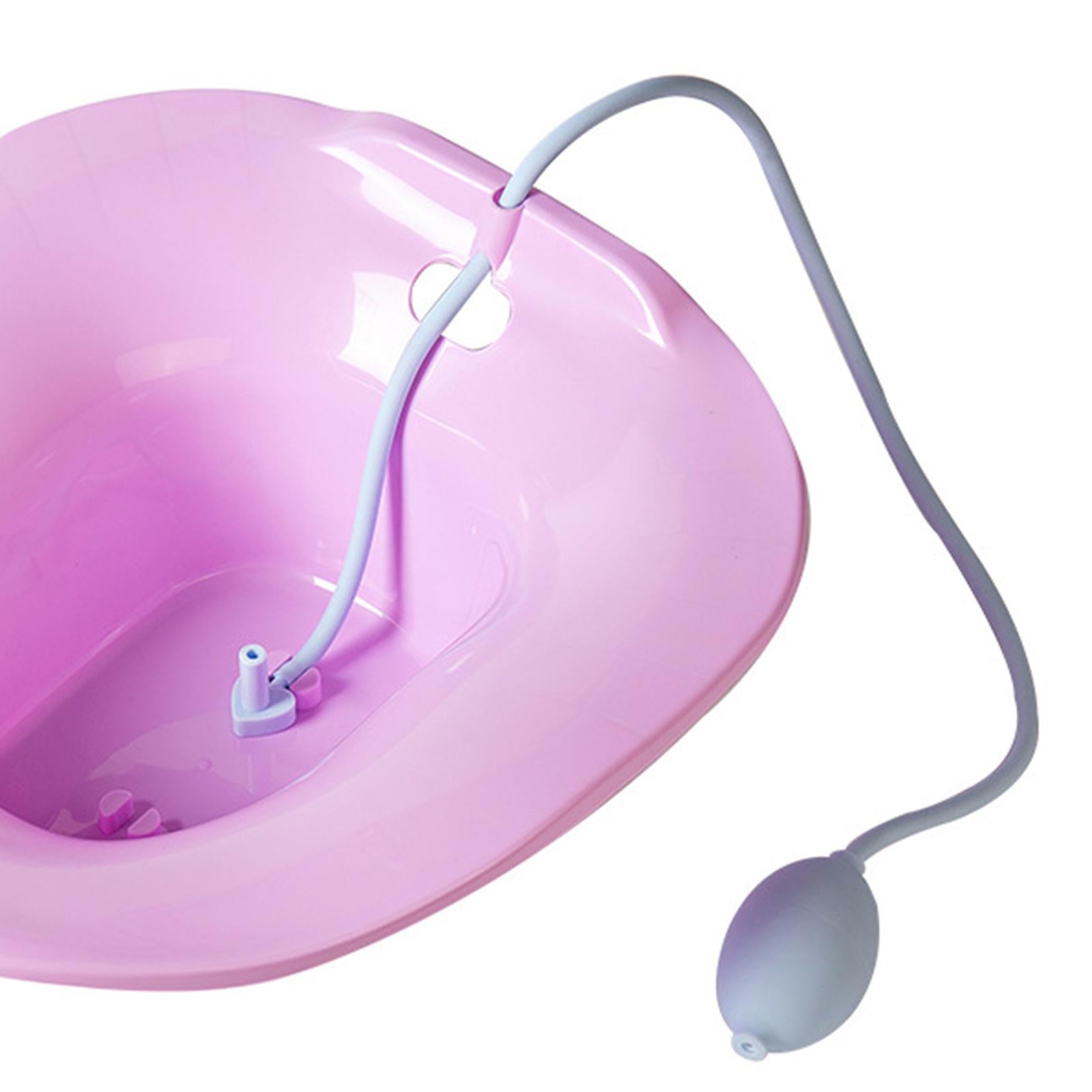 Foldable Sitz Bath Toilet Seat w/ Flusher for Postpartum Hemorrhoids Purple