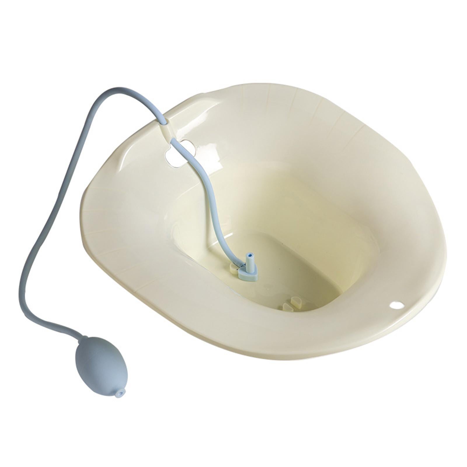 Foldable Sitz Bath Toilet Seat w/ Flusher for Postpartum Hemorrhoids Beige
