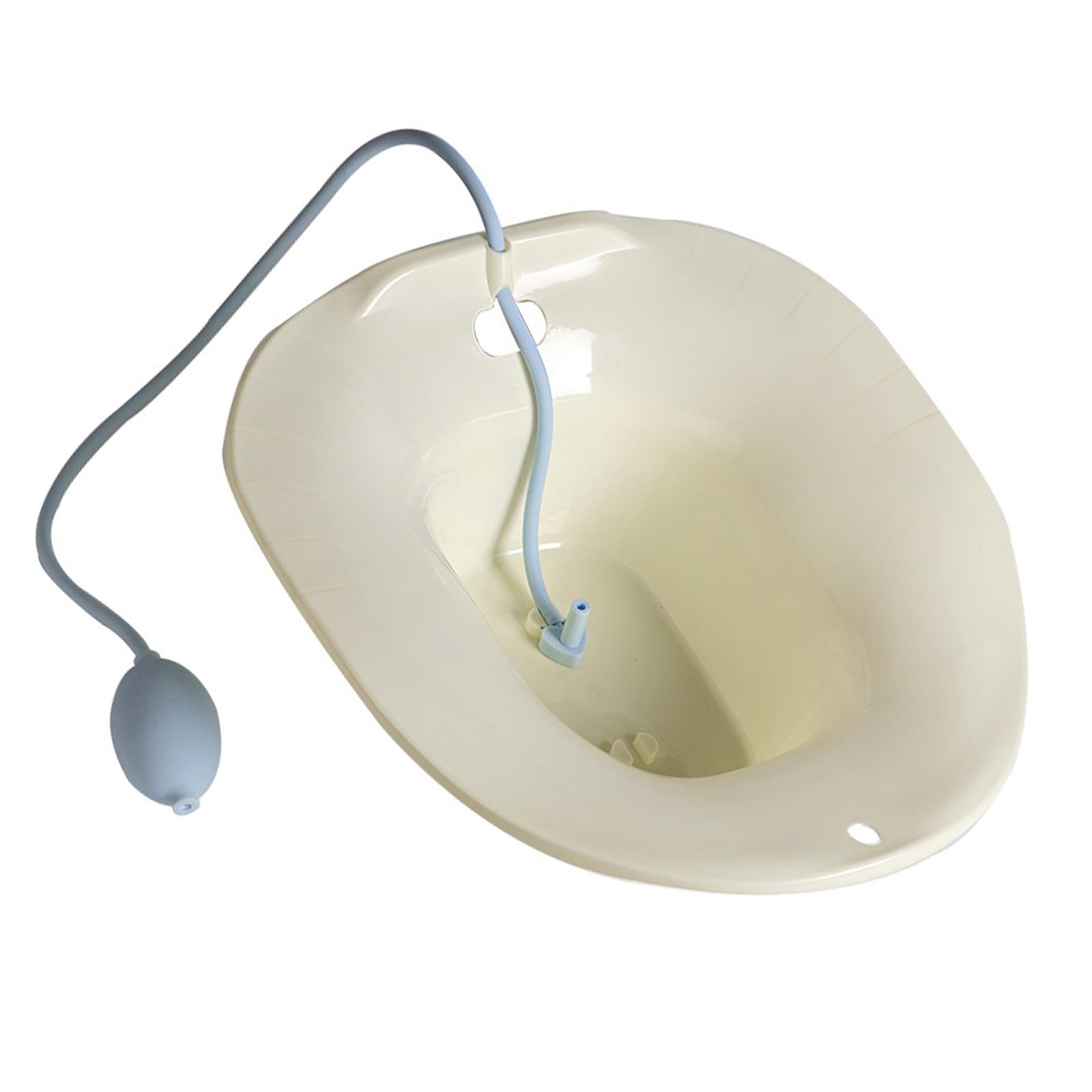 Foldable Sitz Bath Toilet Seat w/ Flusher for Postpartum Hemorrhoids Beige