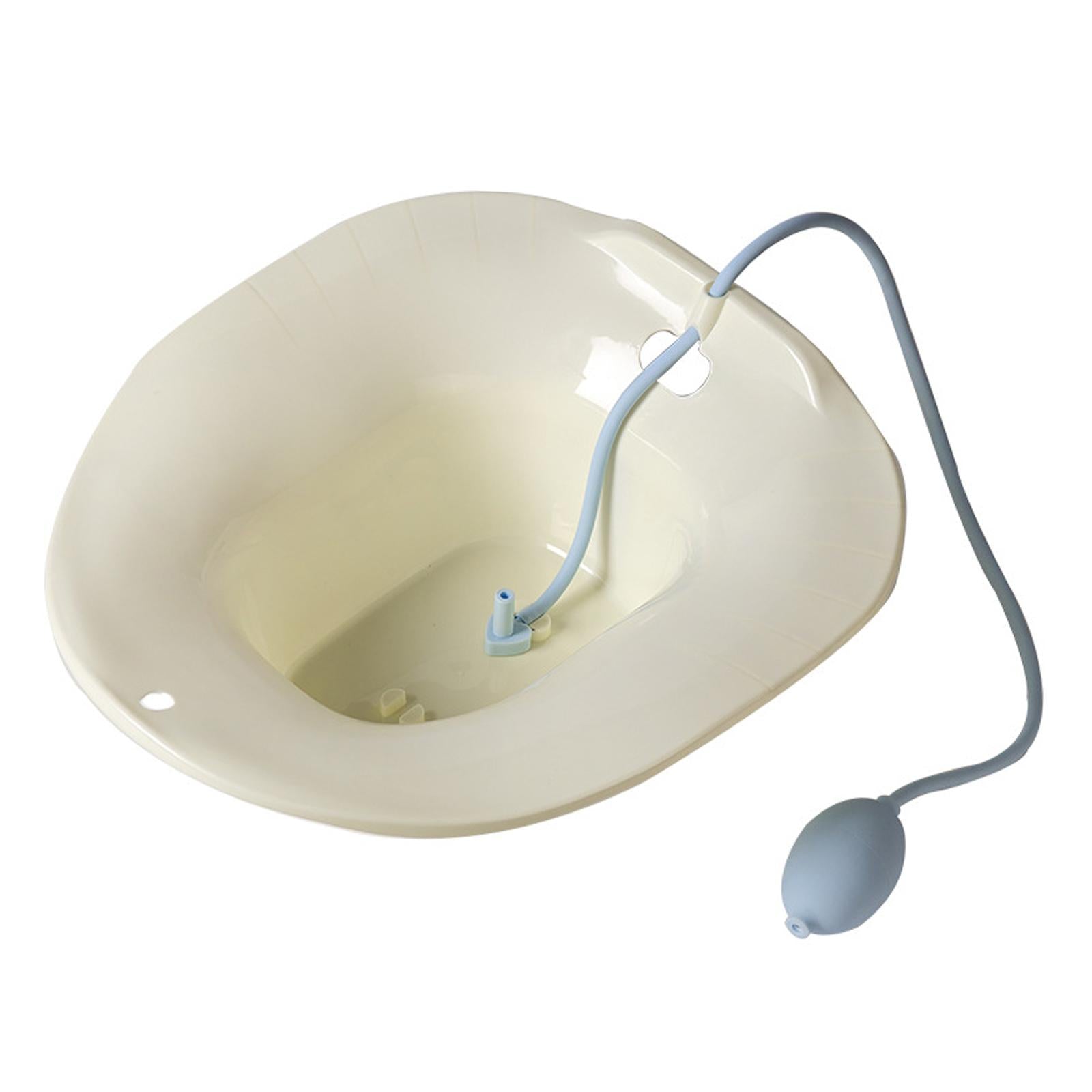 Foldable Sitz Bath Toilet Seat w/ Flusher for Postpartum Hemorrhoids Beige