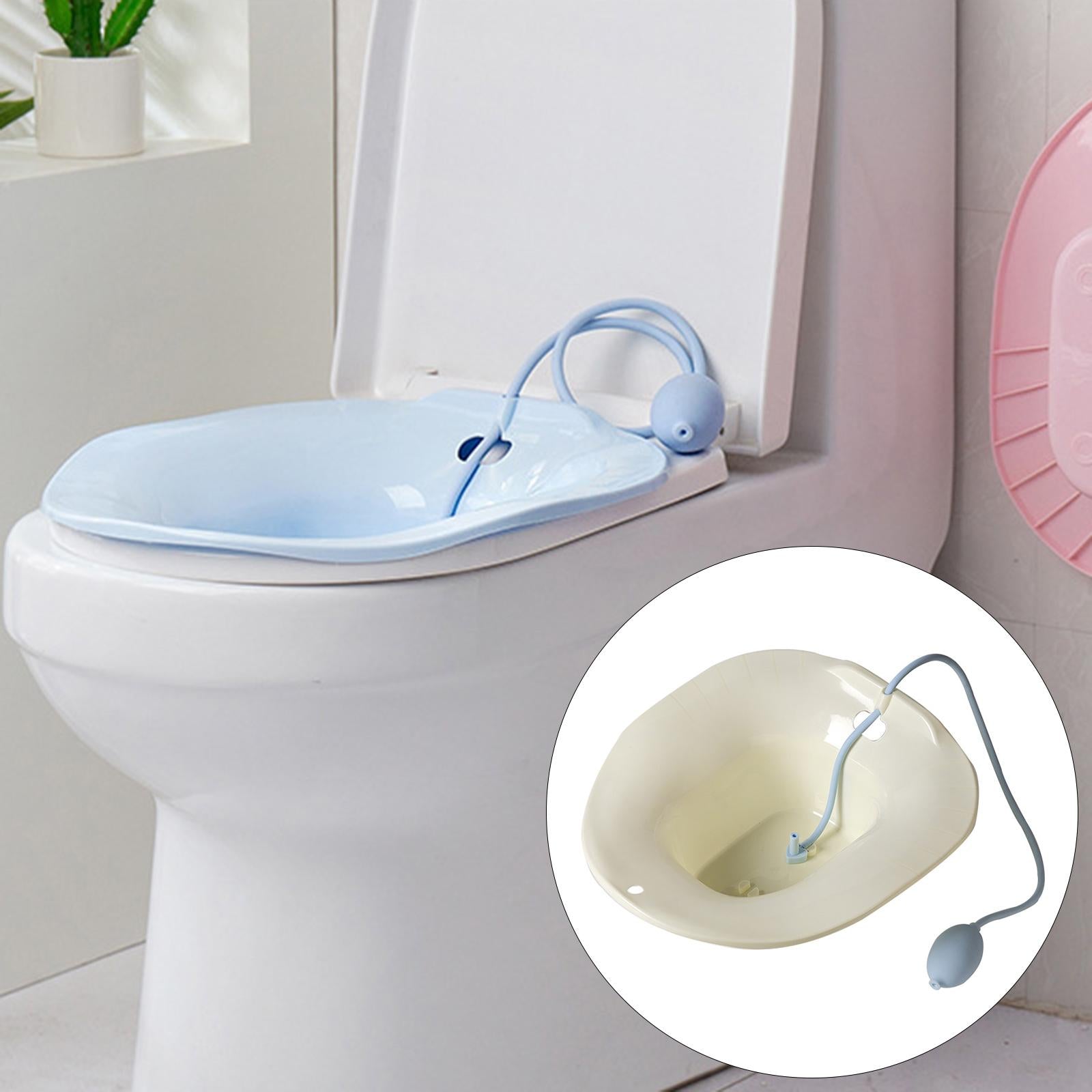 Foldable Sitz Bath Toilet Seat w/ Flusher for Postpartum Hemorrhoids Beige