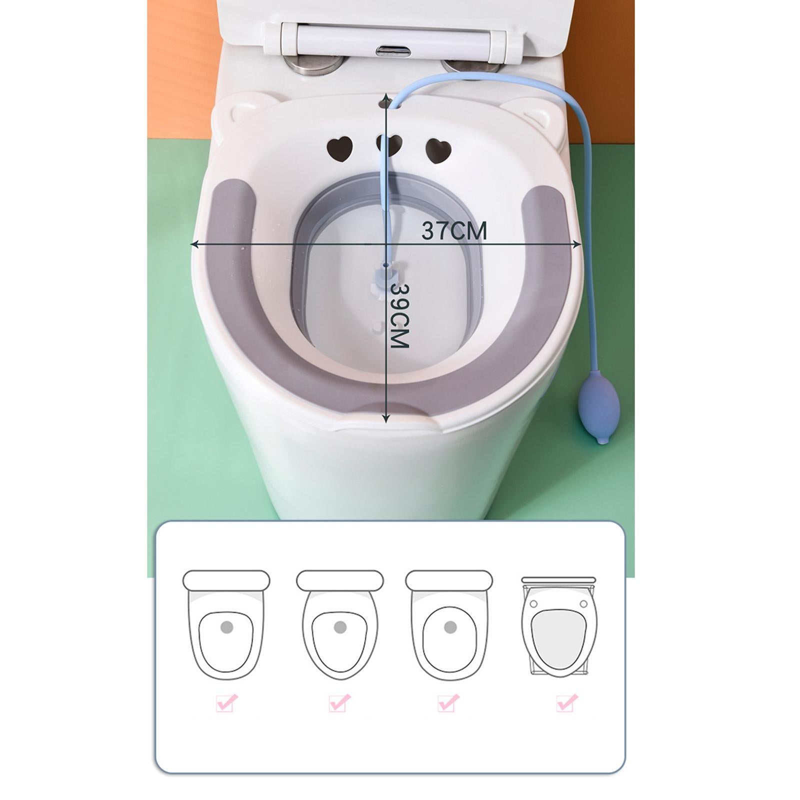 Sitz Bath Toilet Seat Hip Basin Bidet with Flusher for Patient Home Use Pink