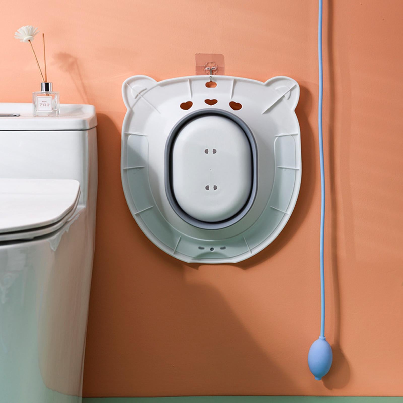 Sitz Bath Toilet Seat Hip Basin Bidet with Flusher for Patient Home Use Pink