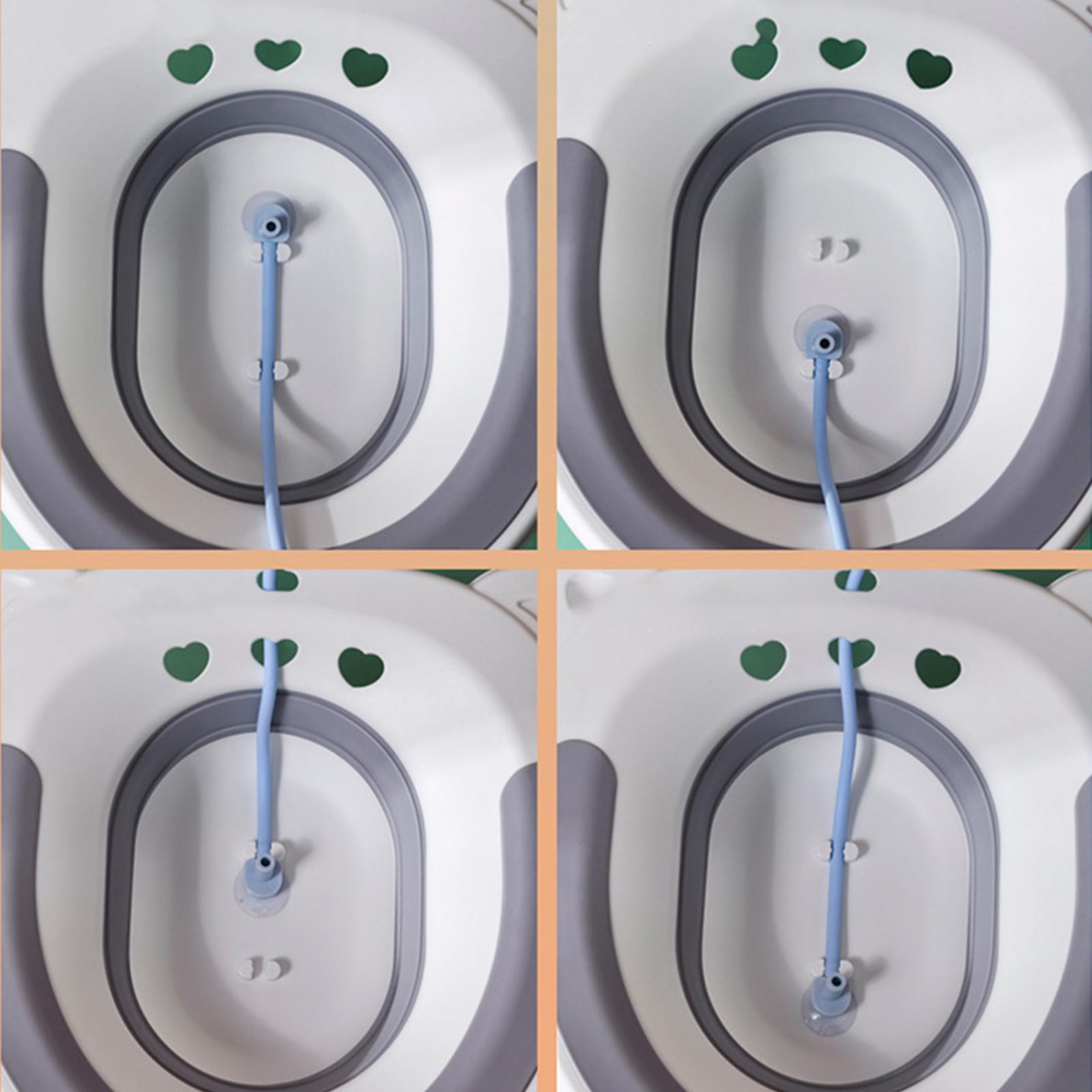 Sitz Bath Toilet Seat Hip Basin Bidet with Flusher for Patient Home Use Pink