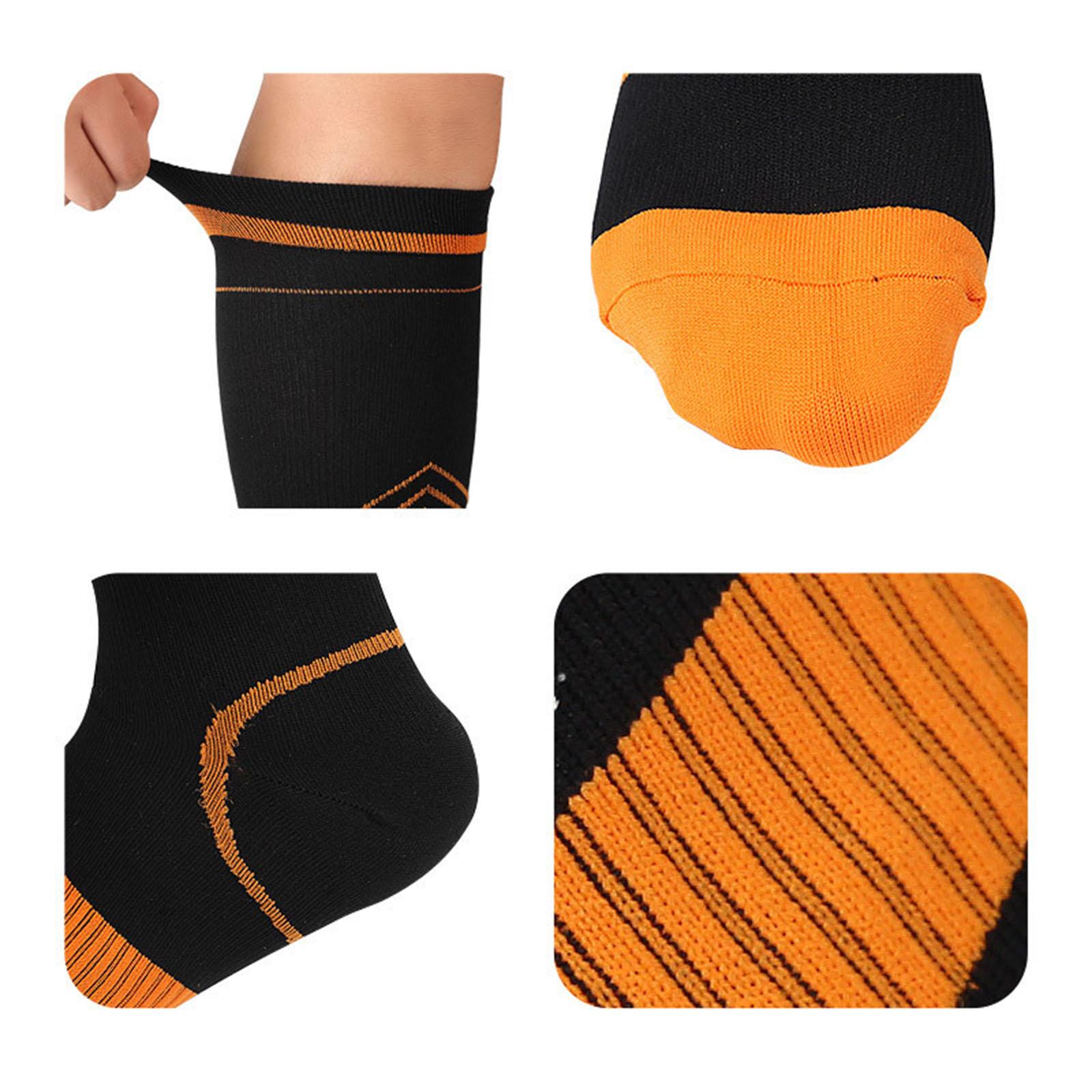 Compression Socks Knee High Support Stockings Leg Thigh Sleeve outdoors Orange S M