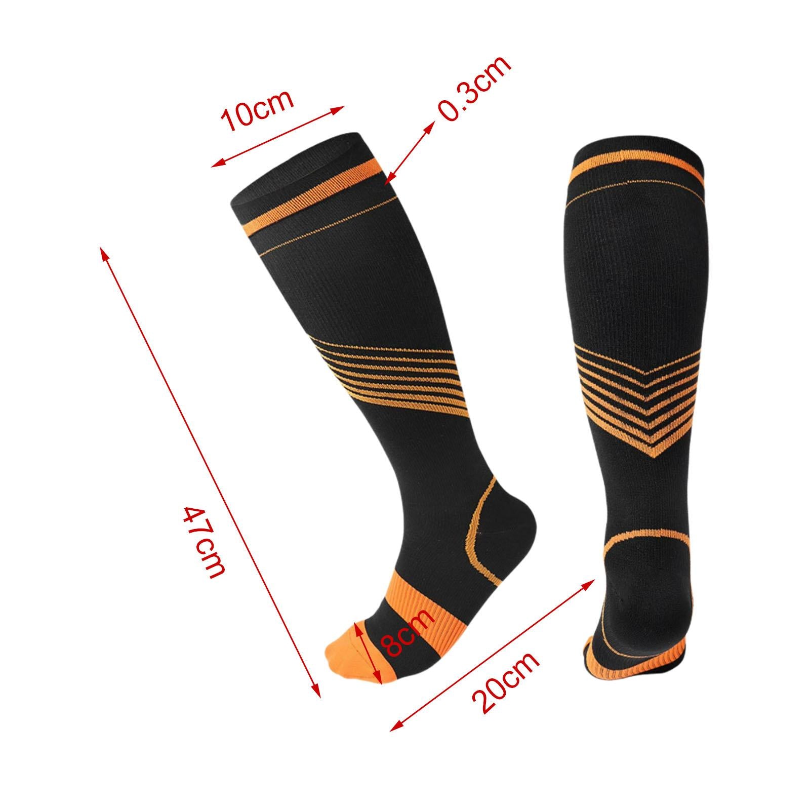 Compression Socks Knee High Support Stockings Leg Thigh Sleeve outdoors Orange S M