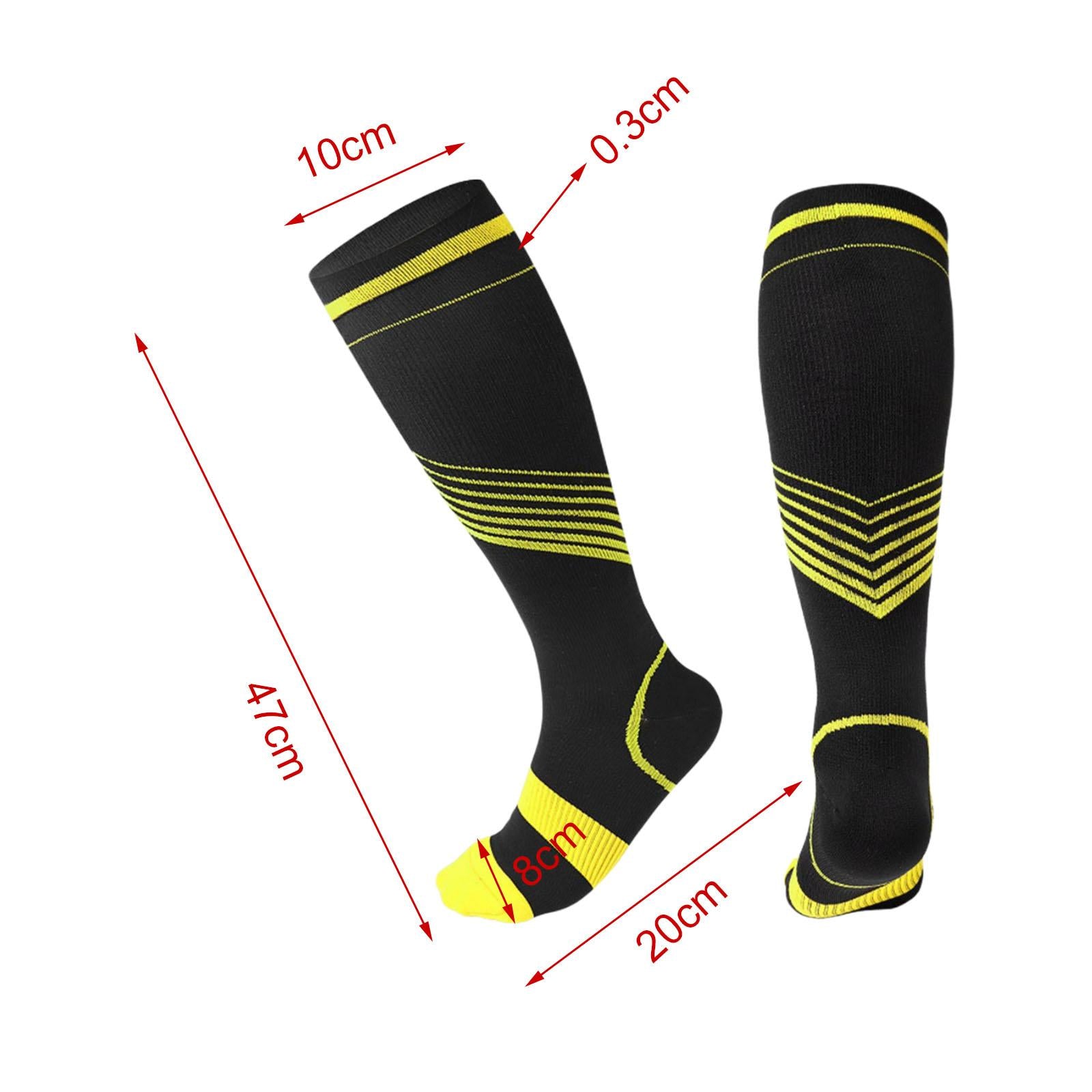Compression Socks Knee High Support Stockings Leg Thigh Sleeve outdoors Yellow S M