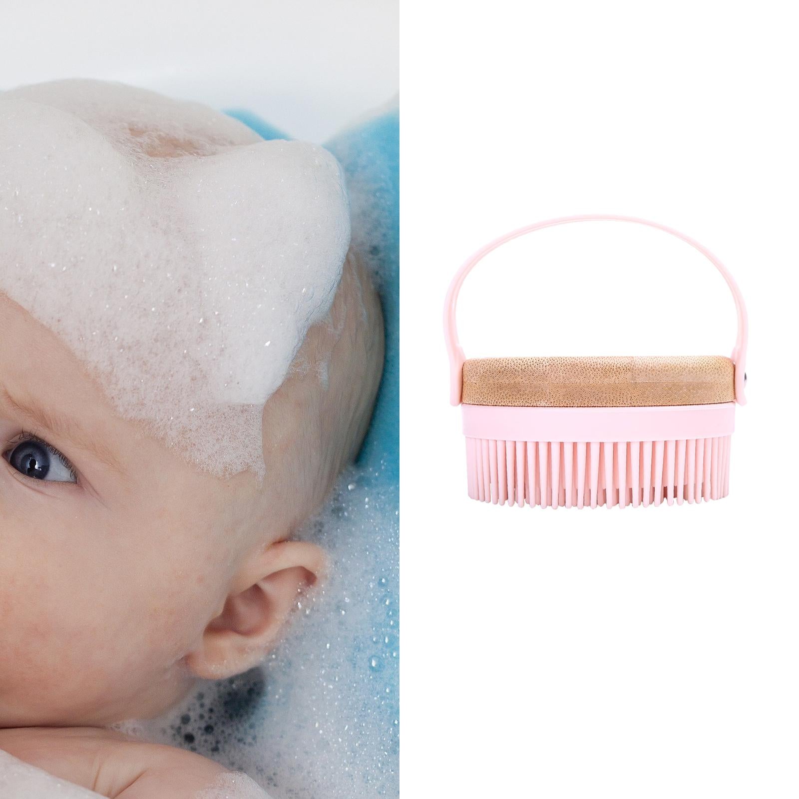 Hair Scalp Massager Shampoo Brush Soft Silicone Bristle Brush for Baby Pink