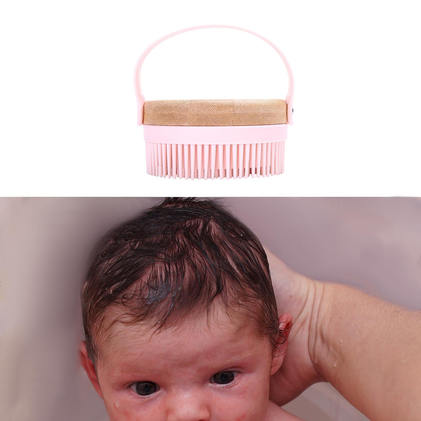 Hair Scalp Massager Shampoo Brush Soft Silicone Bristle Brush for Baby Pink