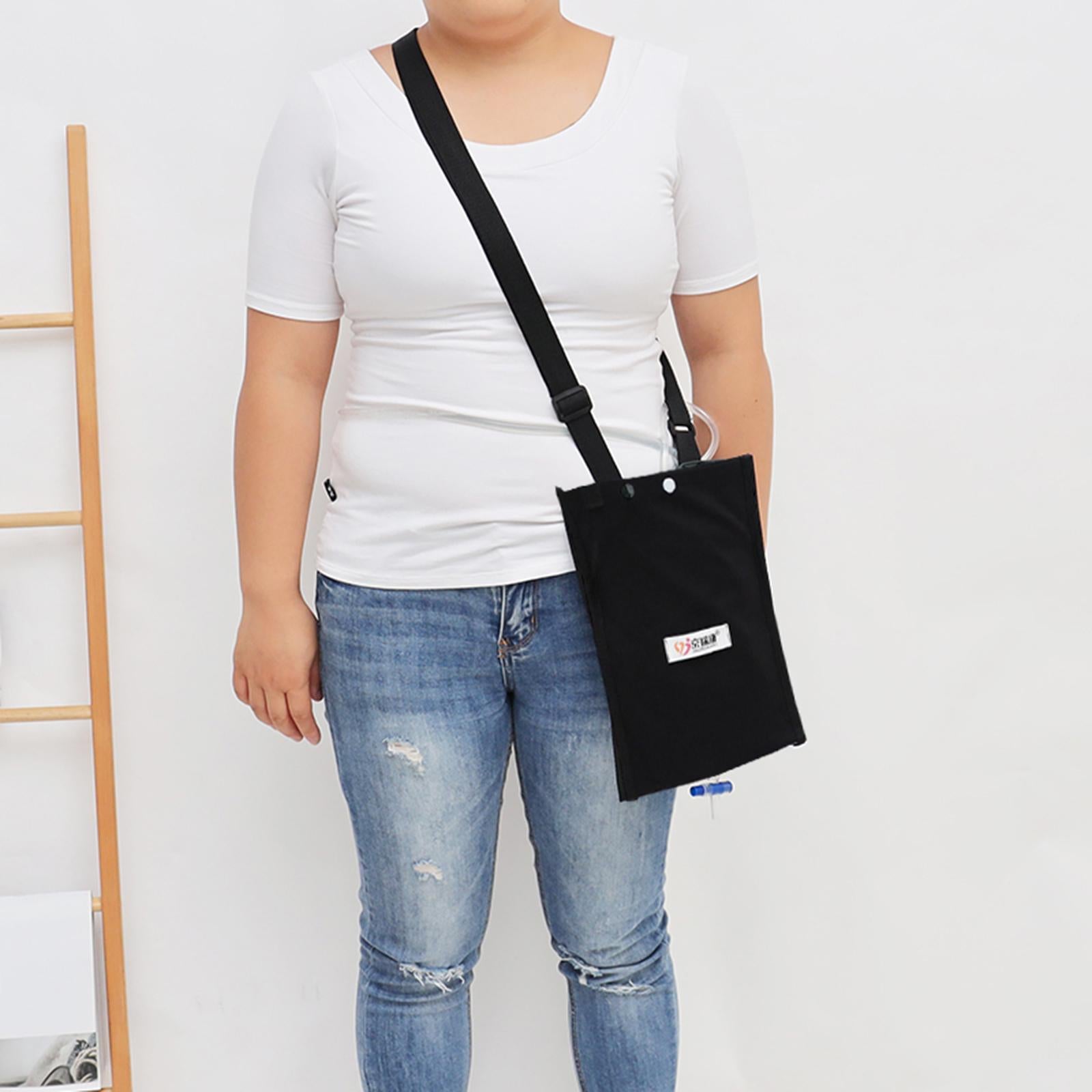 PU Urine Drainage Bag Cover Adjustable for Incontinent Patient Outdoor Black