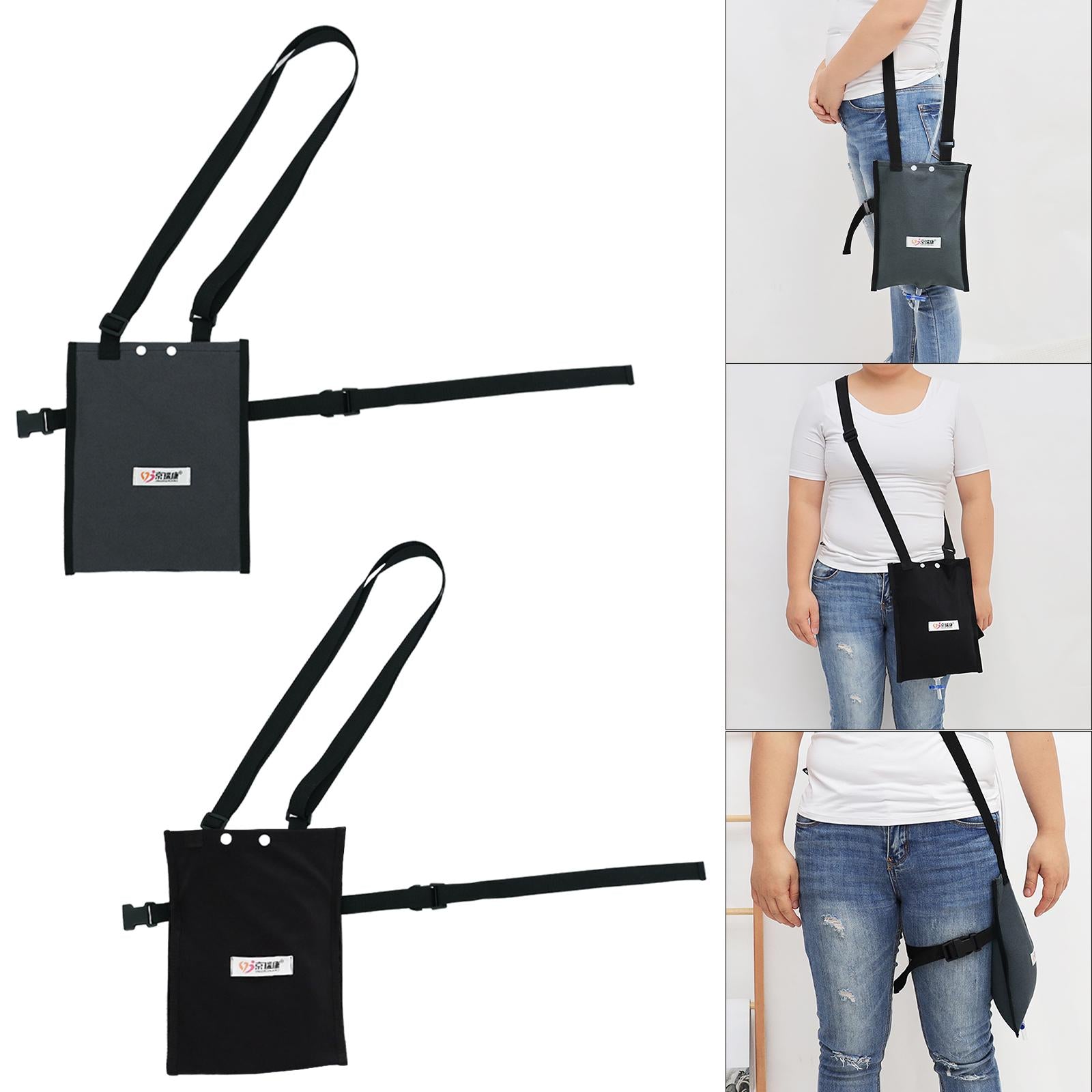 PU Urine Drainage Bag Cover Adjustable for Incontinent Patient Outdoor Black