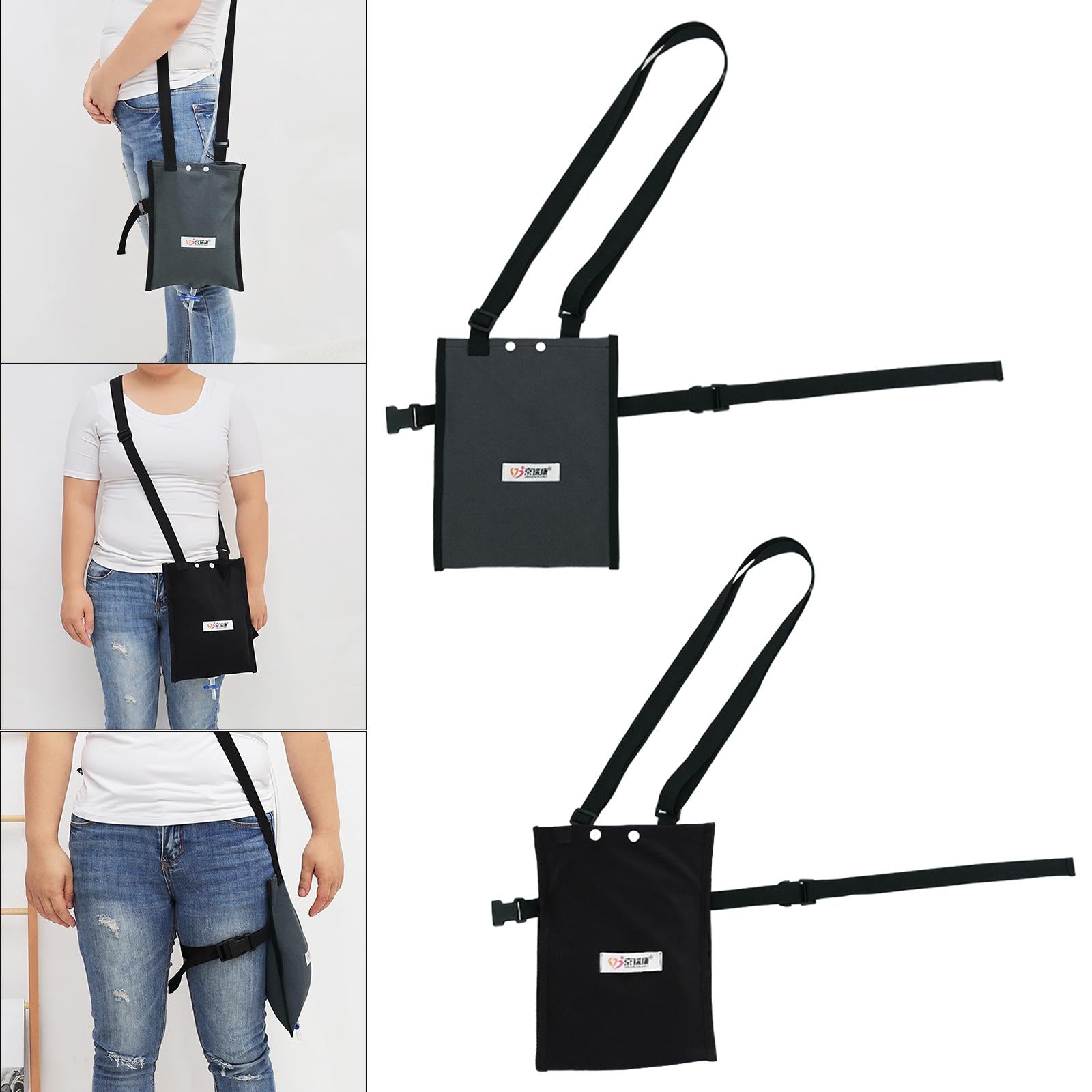 PU Urine Drainage Bag Cover Adjustable for Incontinent Patient Outdoor Black