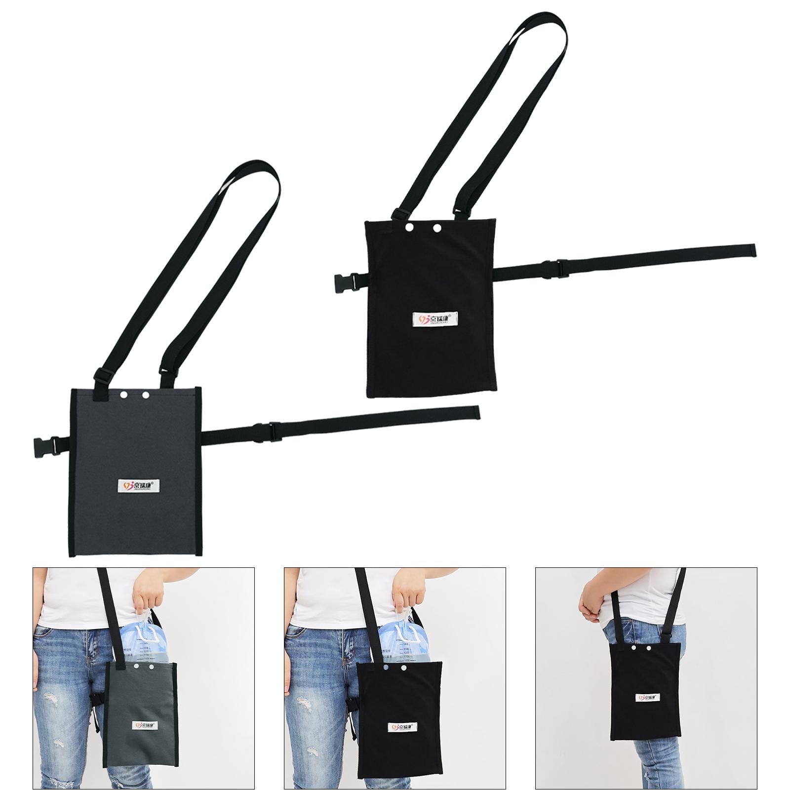 PU Urine Drainage Bag Cover Adjustable for Incontinent Patient Outdoor Black