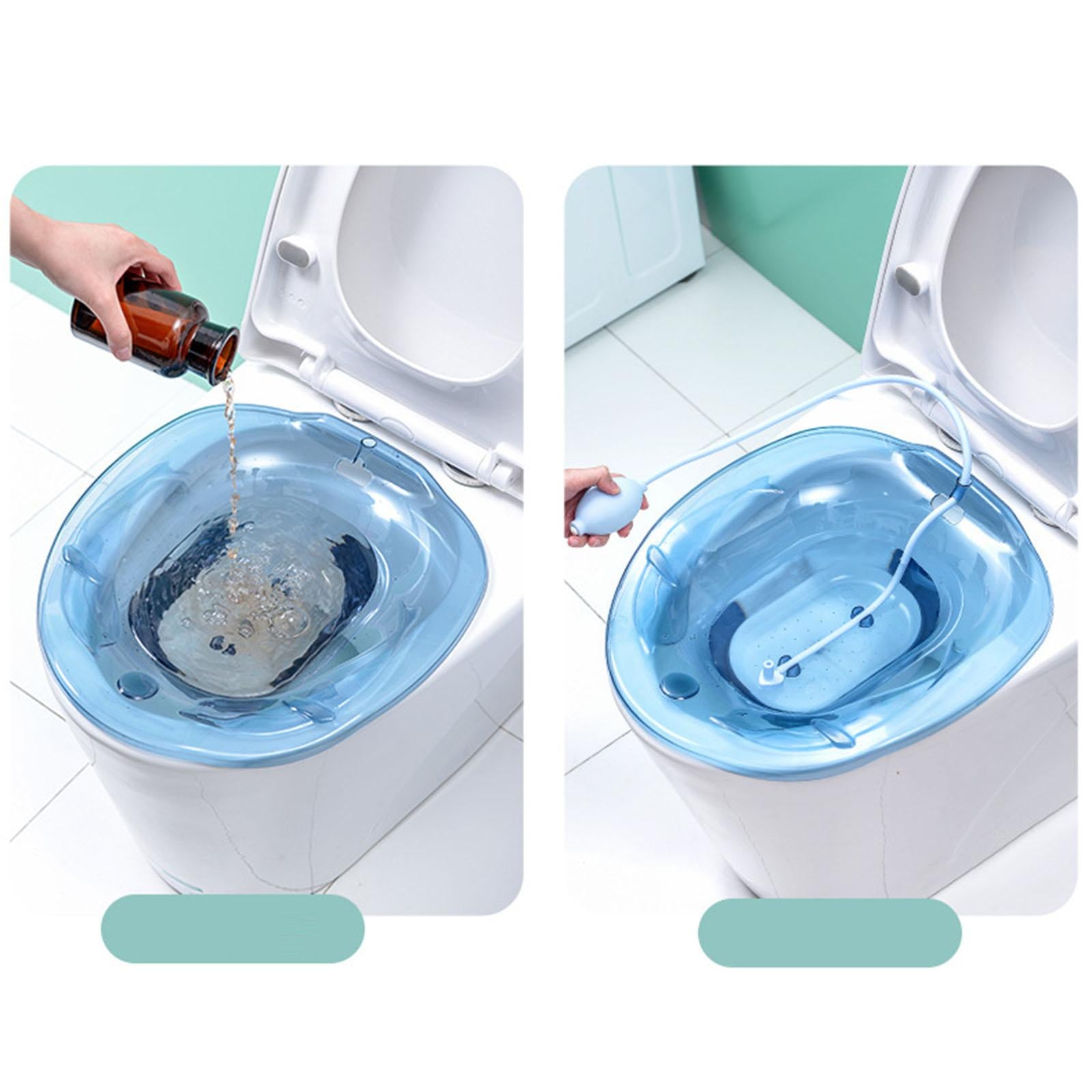 Sitz Bath with Flusher Easy to Store Portable for Hemorrhoids Relieve Women Blue