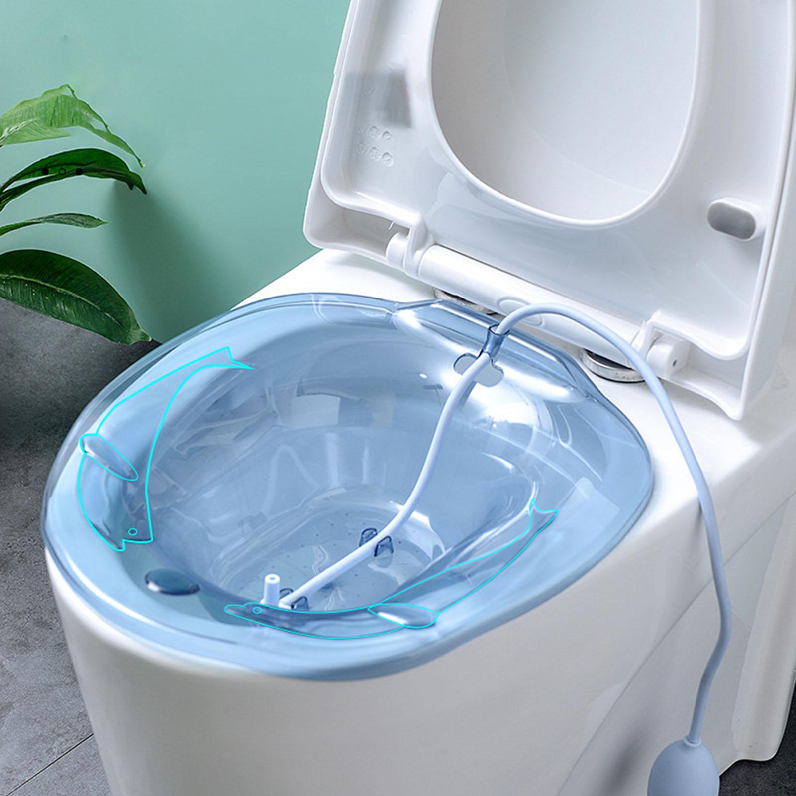 Sitz Bath with Flusher Easy to Store Portable for Hemorrhoids Relieve Women Clear