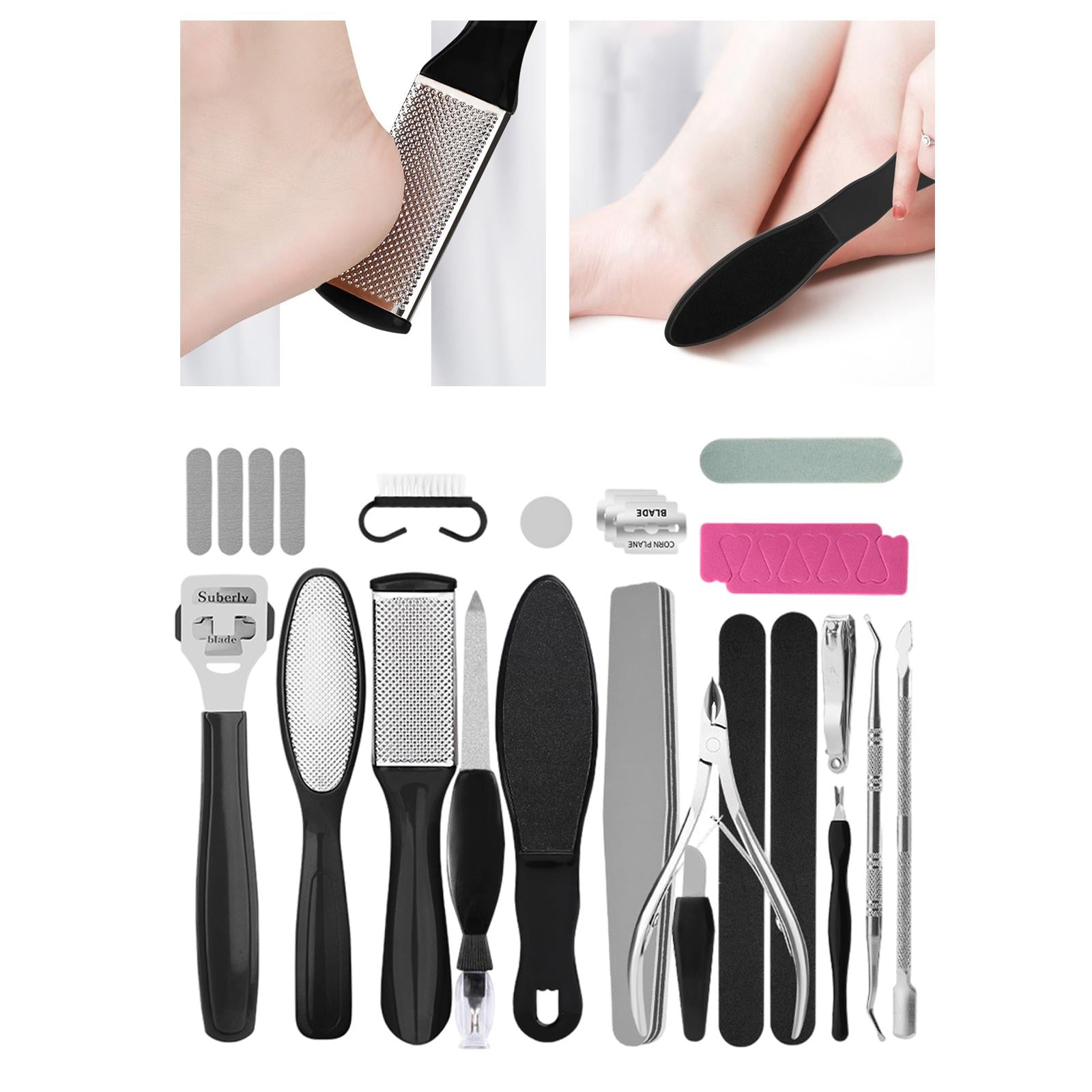 Foot Care Set Dead Hard Skin Callus Remover Scraper Premium Convenient 24Pcs