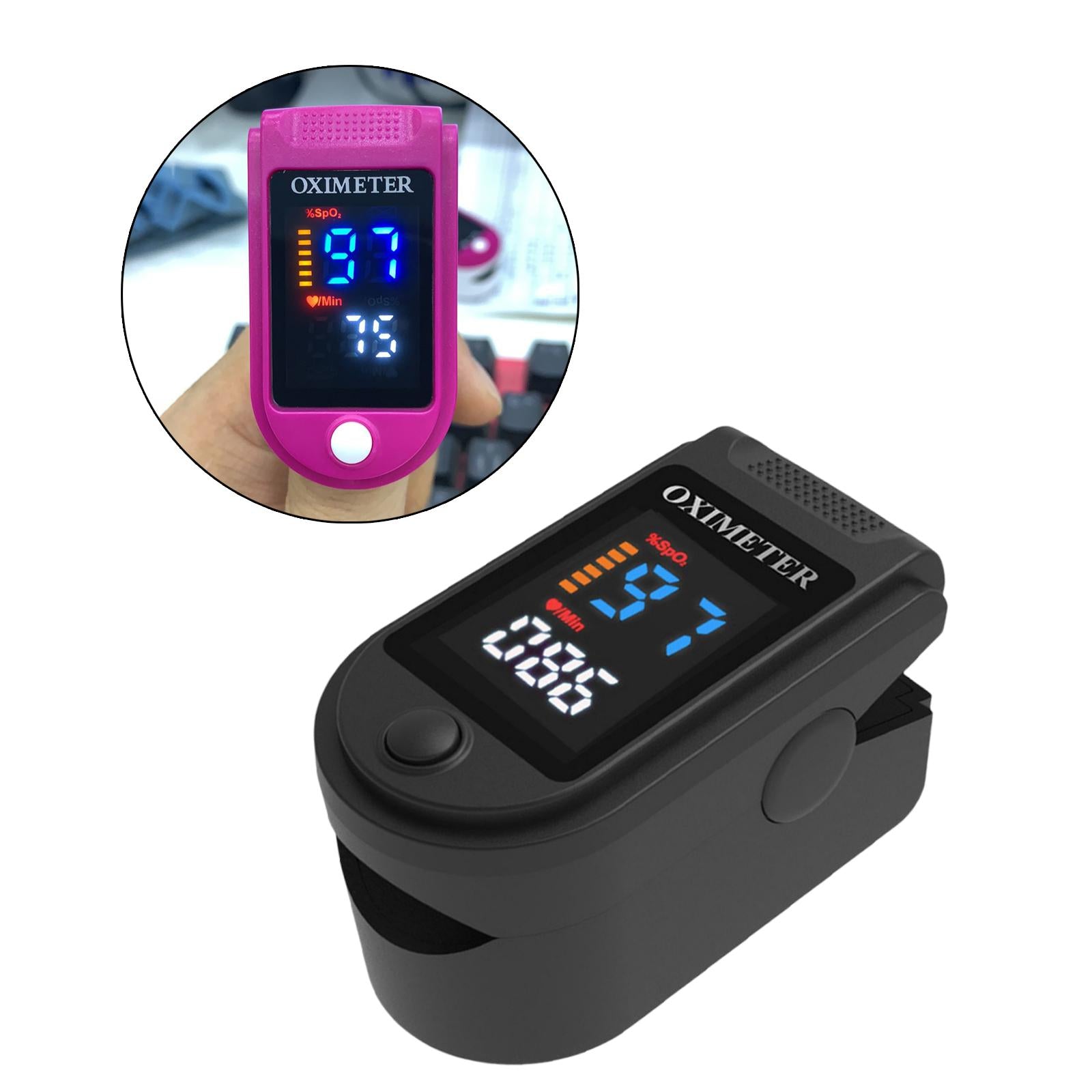 Fingertip Oximeter LED Screen Battery Powered Monitor for The Elderly Black