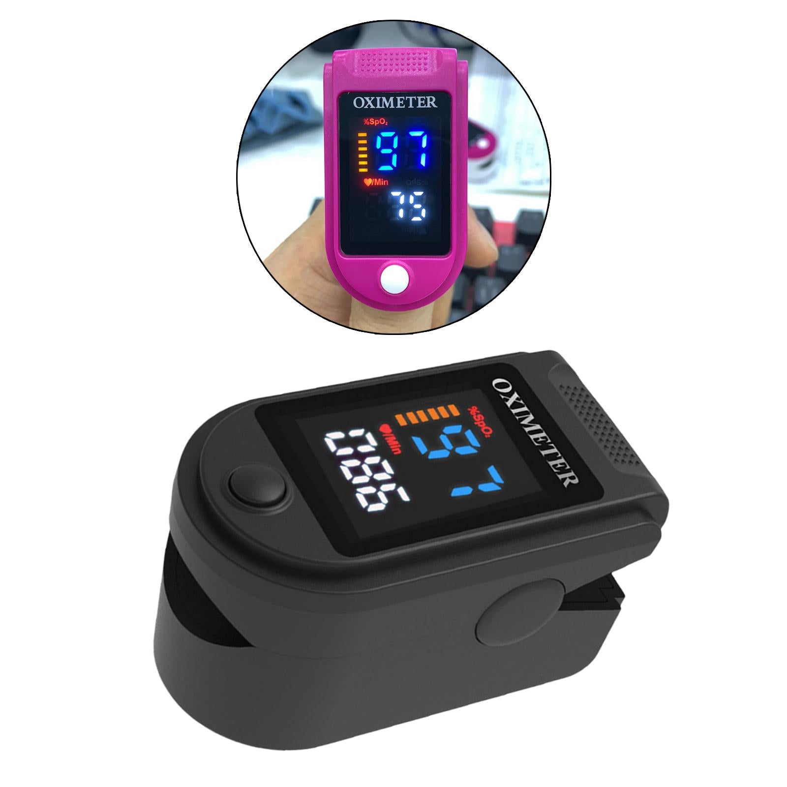 Fingertip Oximeter LED Screen Battery Powered Monitor for The Elderly Black