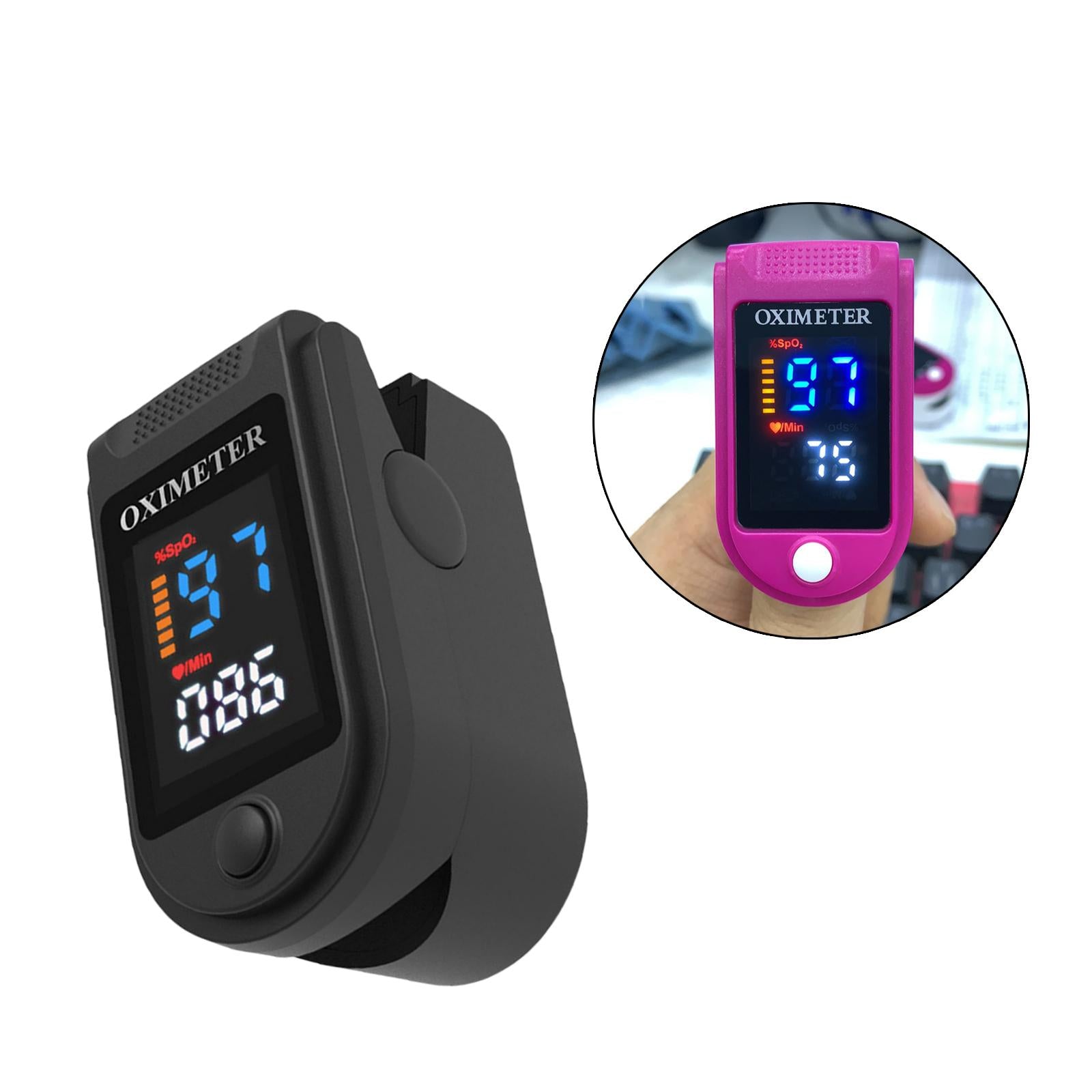 Fingertip Oximeter LED Screen Battery Powered Monitor for The Elderly Black