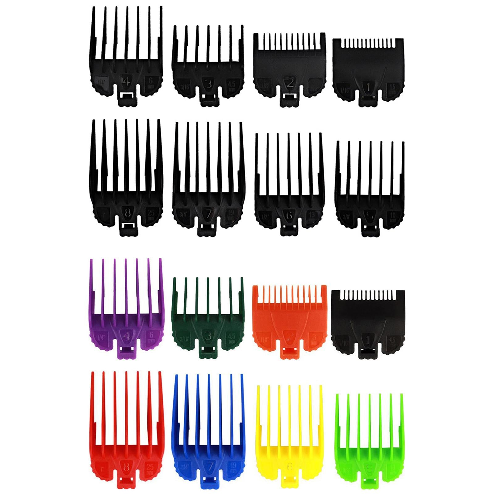 8 Piece/Set Hair Clipper Guards Guide Combs Attachment Barber Tool Black