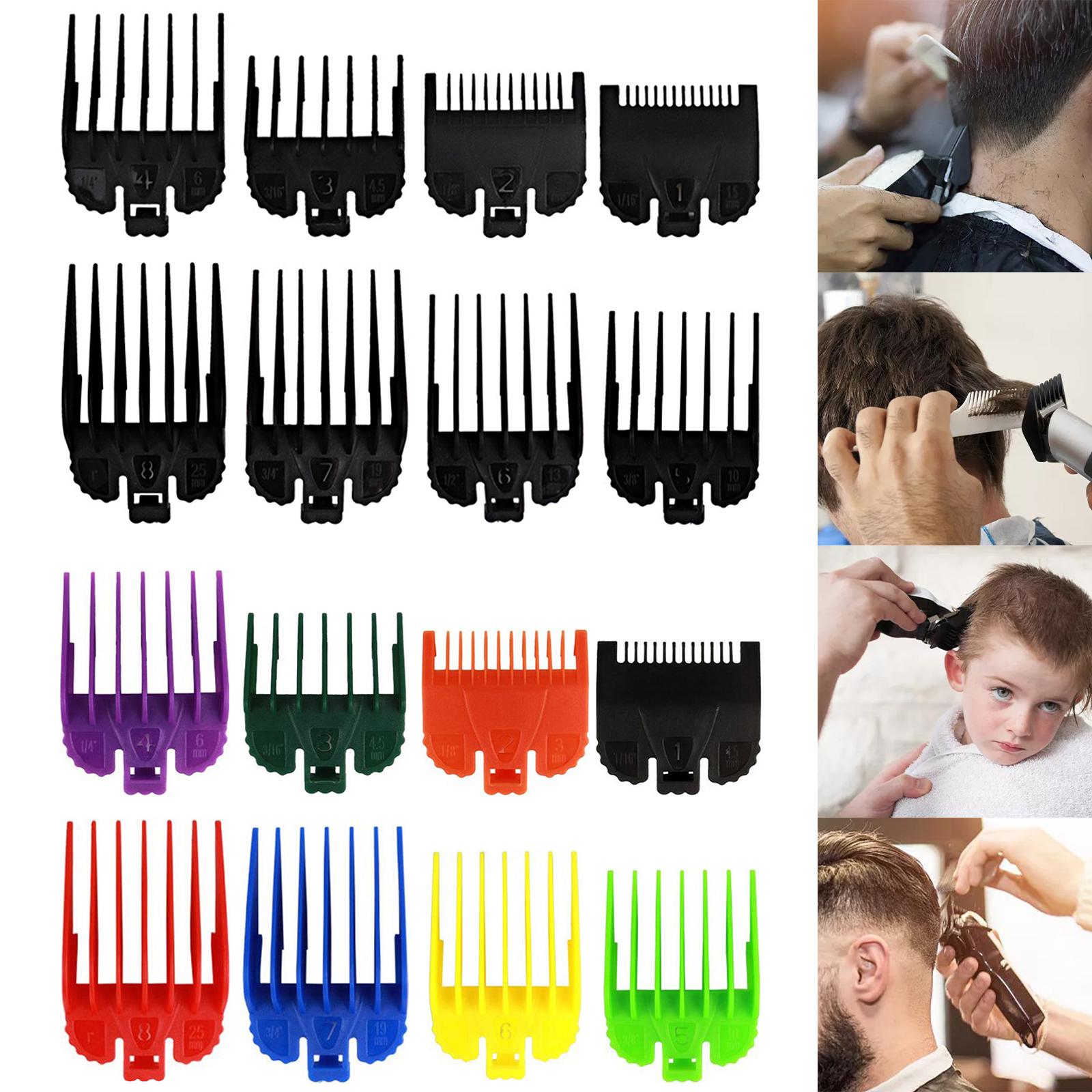 8 Piece/Set Hair Clipper Guards Guide Combs Attachment Barber Tool Black