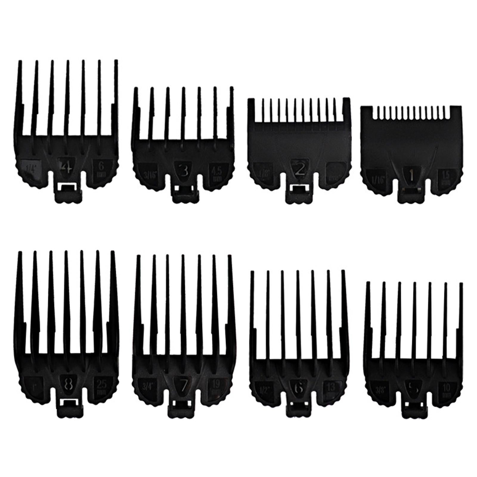 8 Piece/Set Hair Clipper Guards Guide Combs Attachment Barber Tool Black
