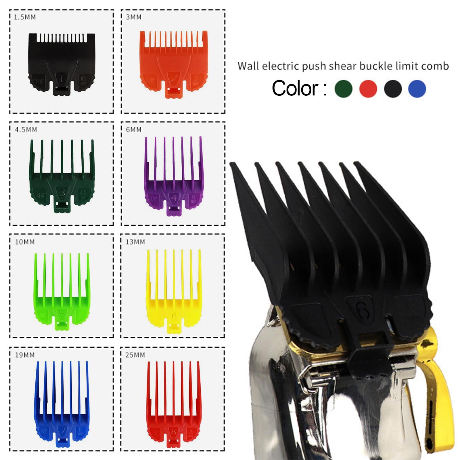 8 Piece/Set Hair Clipper Guards Guide Combs Attachment Barber Tool Colourful