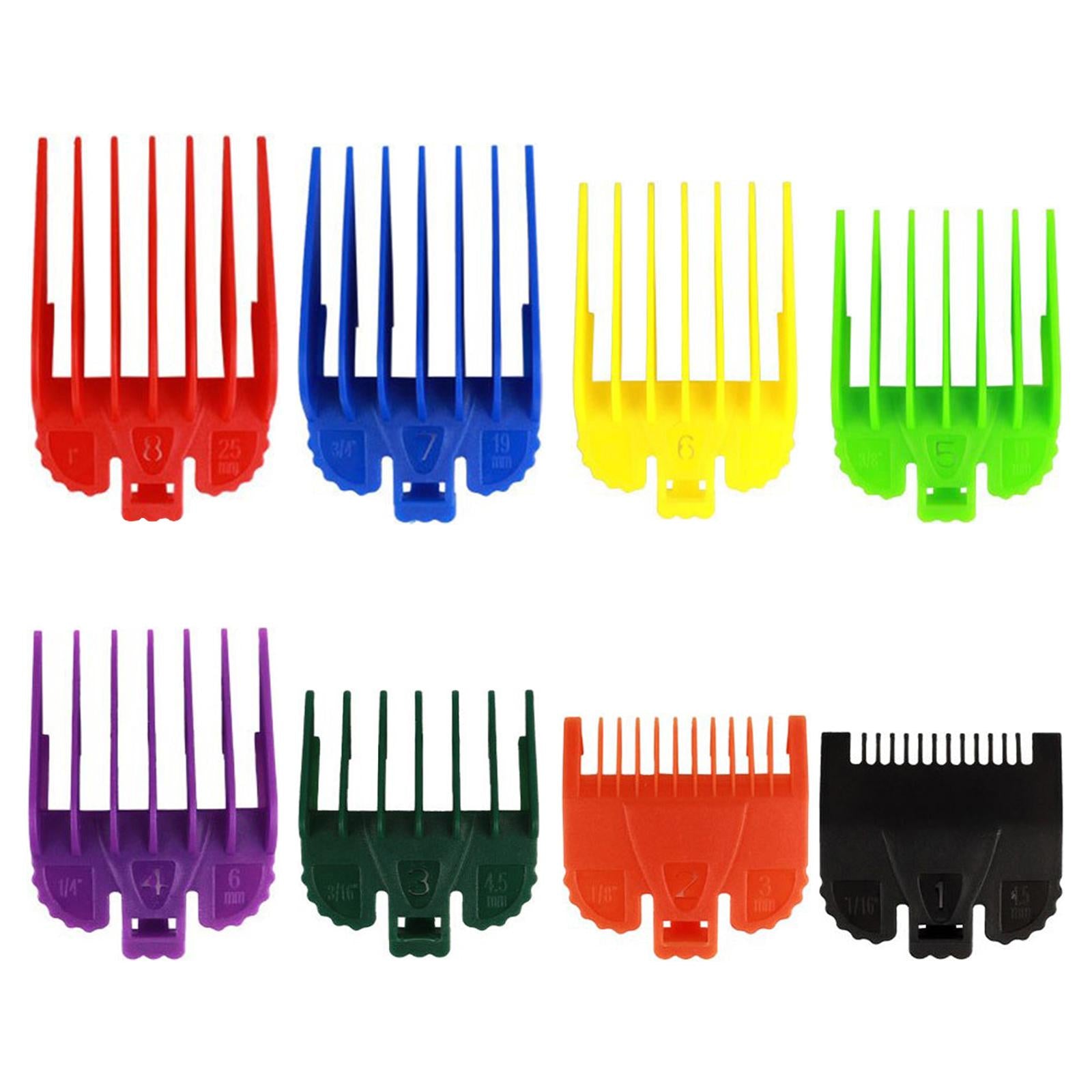 8 Piece/Set Hair Clipper Guards Guide Combs Attachment Barber Tool Colourful