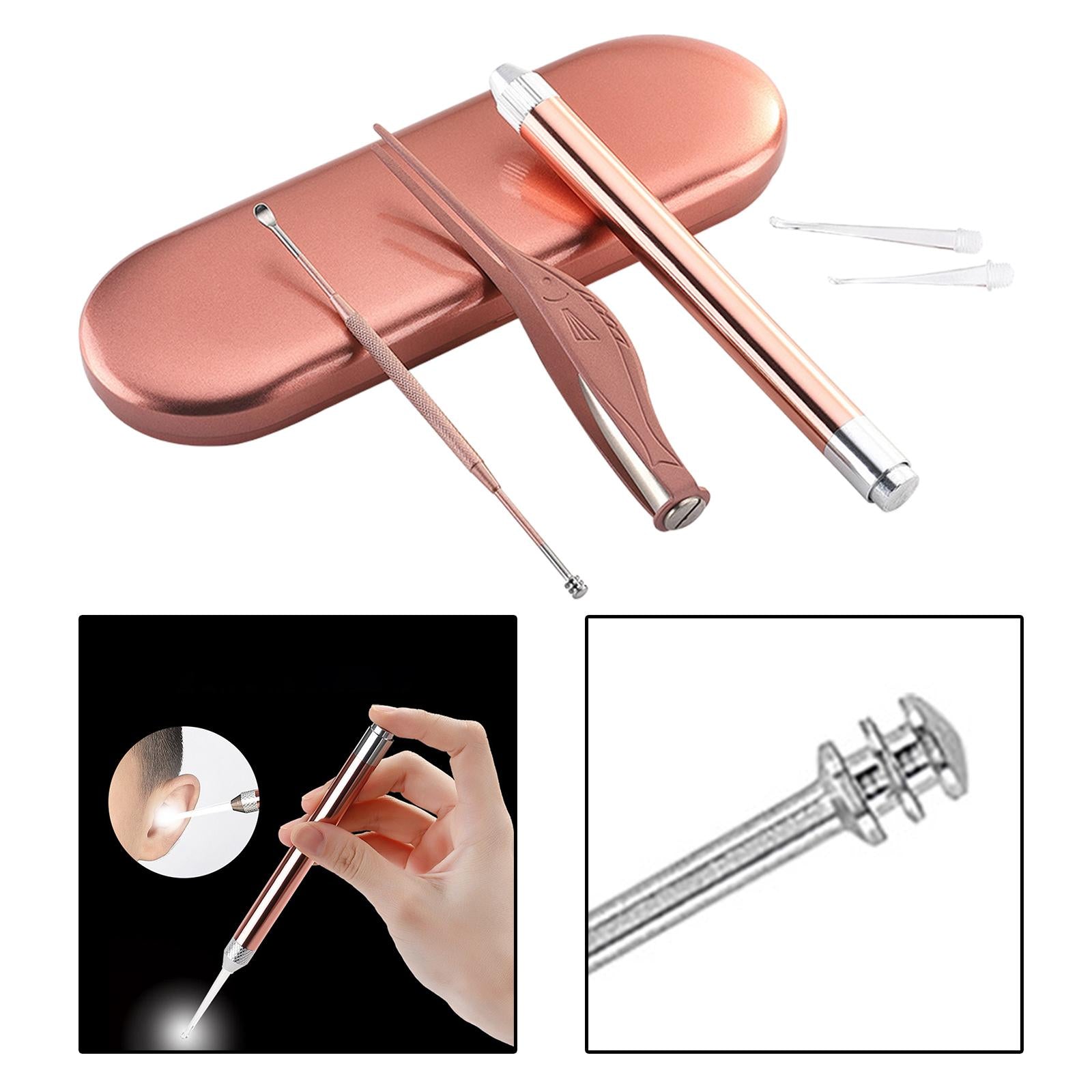 Flashlight Ear Picks Digger & Tweezers Set Effective Professional Ear Care