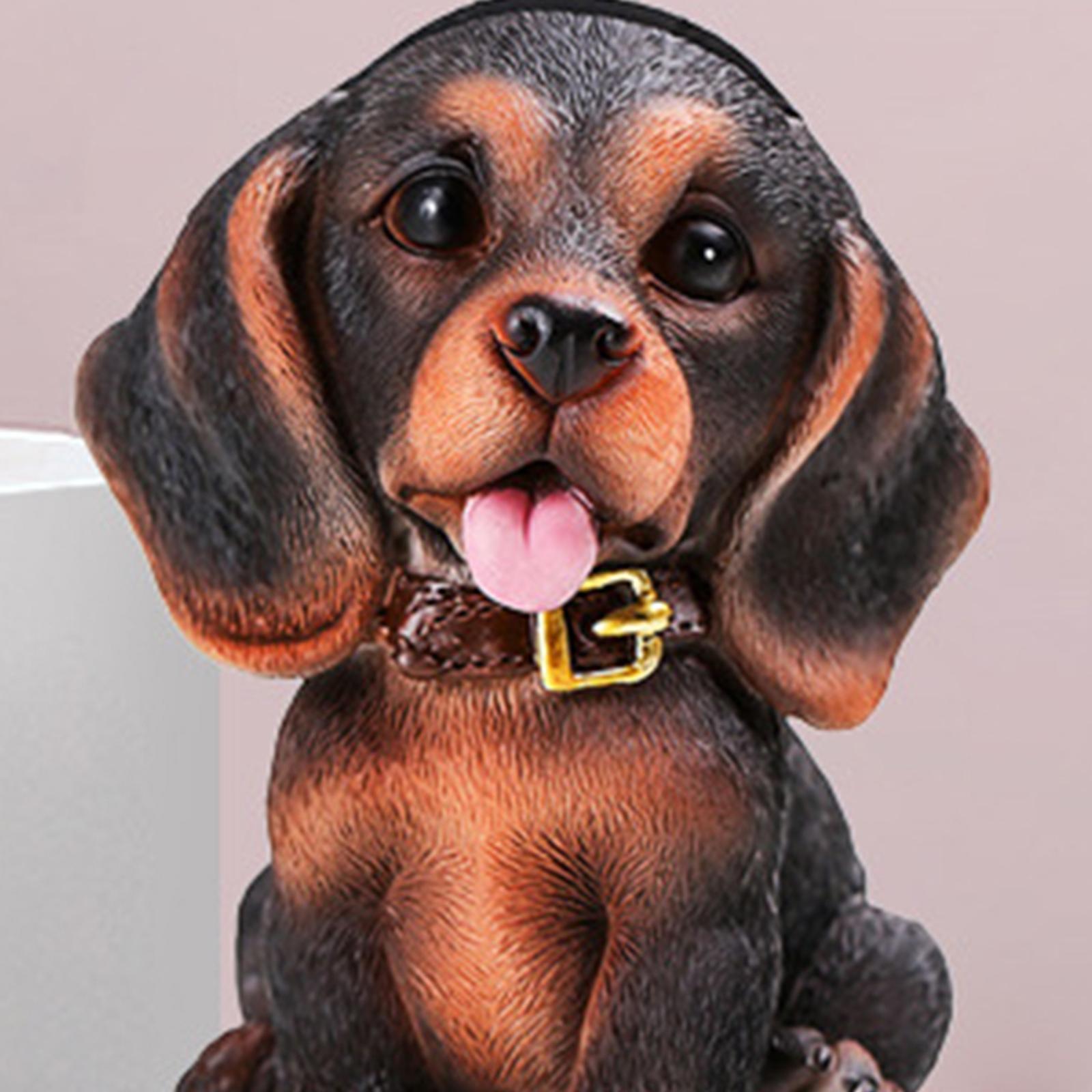 Cute Dog Eyeglasses Holder Stand Animal Figurine Resin for Home Decoration Brown Black