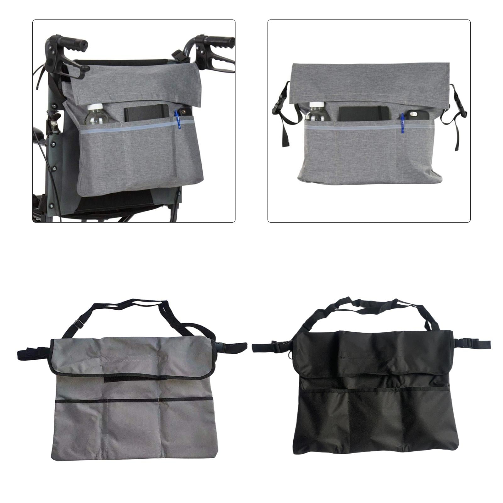 Wheelchair Bag Side Bag Organizer Backpack Pouch Handicap Home Black