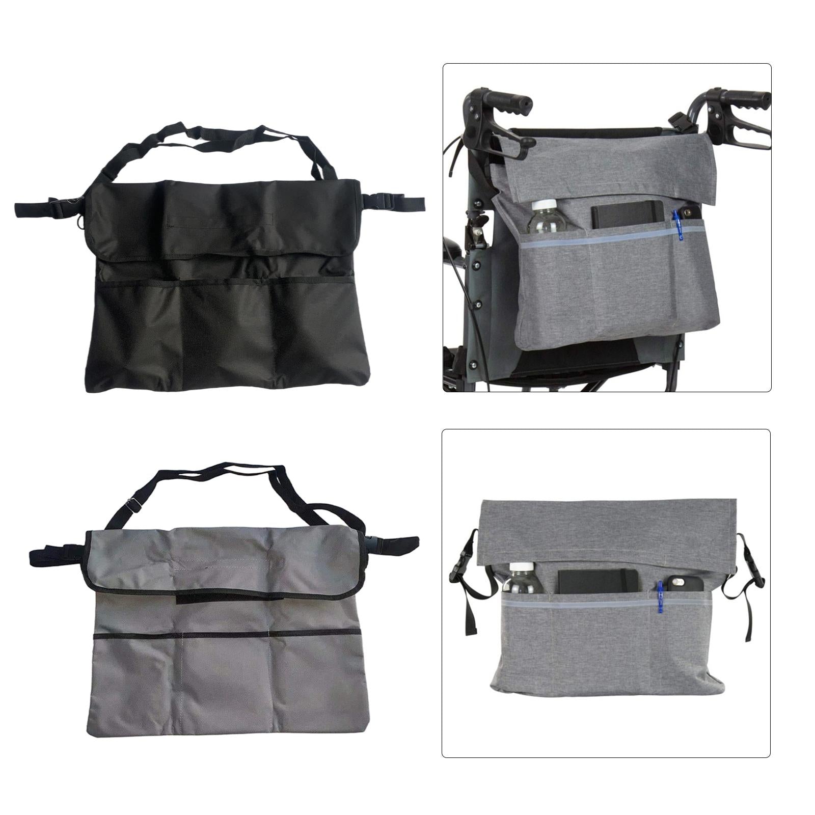 Wheelchair Bag Side Bag Organizer Backpack Pouch Handicap Home Black