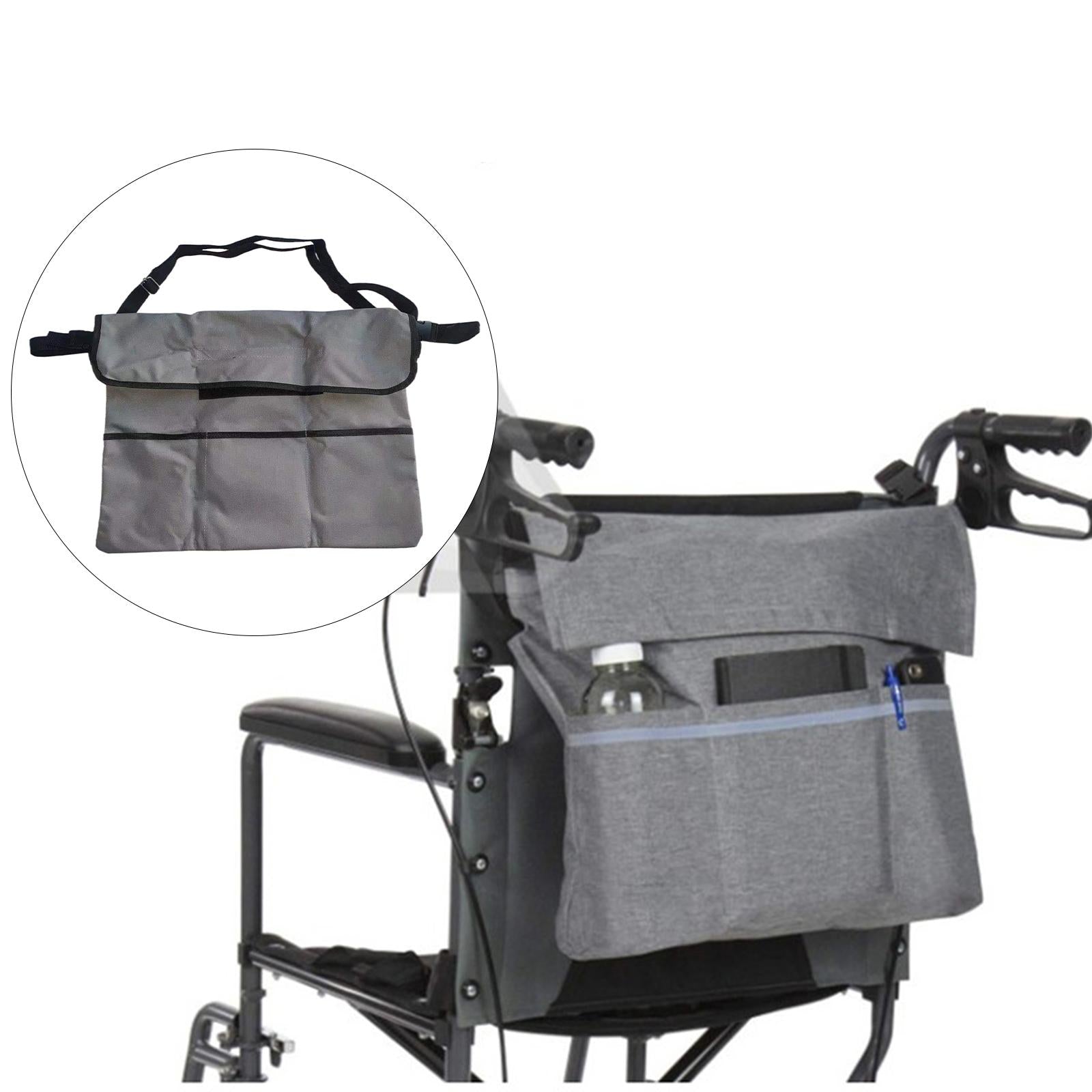 Wheelchair Bag Side Bag Organizer Backpack Pouch Handicap Home Gray