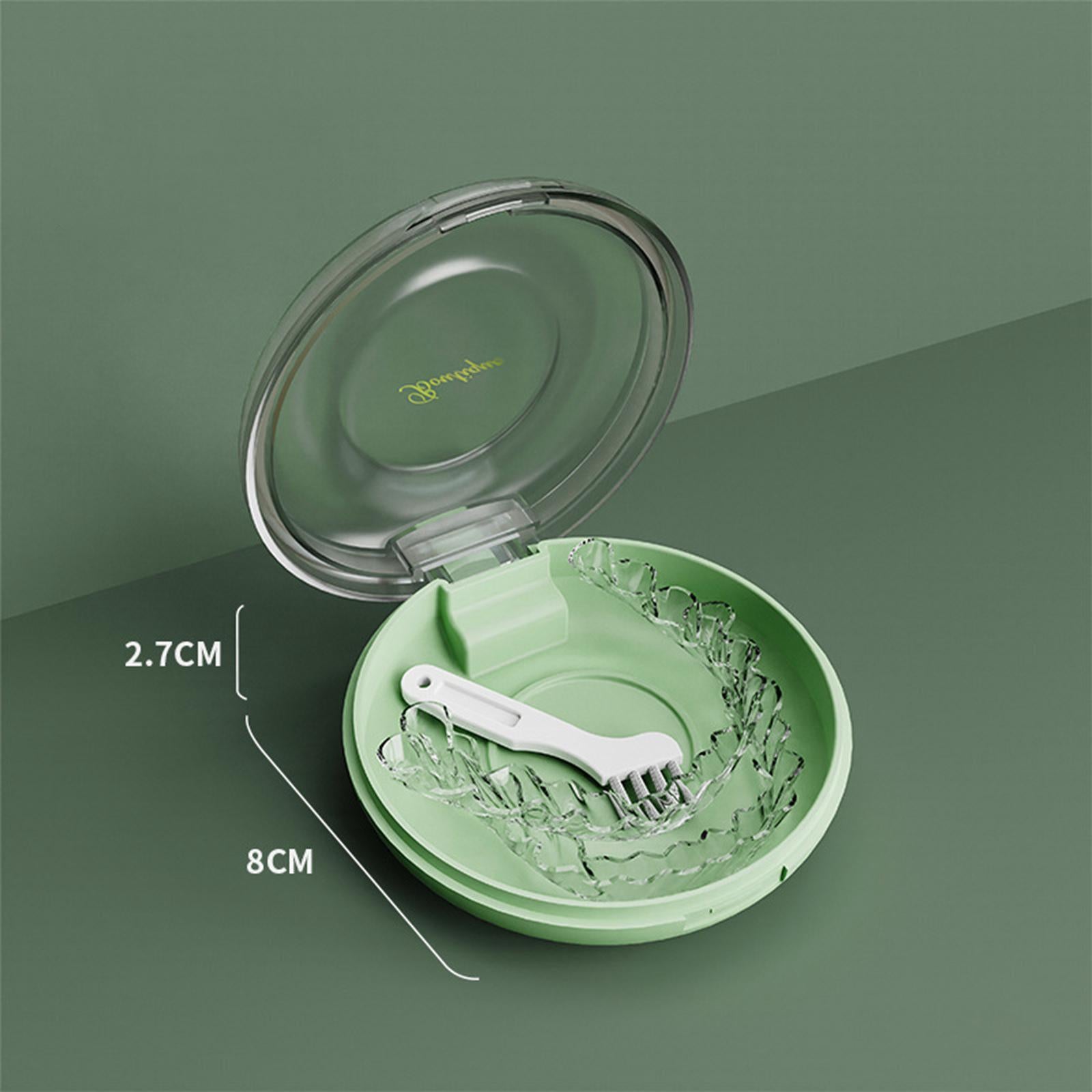 Orthodontic Retainer Aligner Case Artificial Tooth Organizer Dia 8cm Green