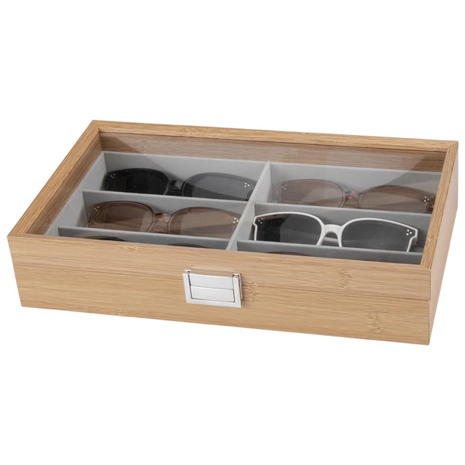 6 Grids Sunglasses Display Storage Box Wood Home Gadget Drawer