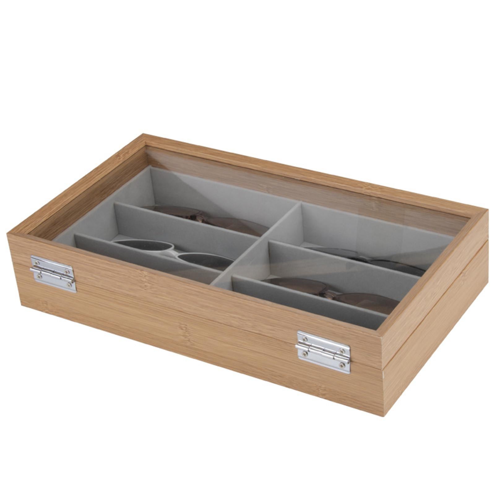 6 Grids Sunglasses Display Storage Box Wood Home Gadget Drawer