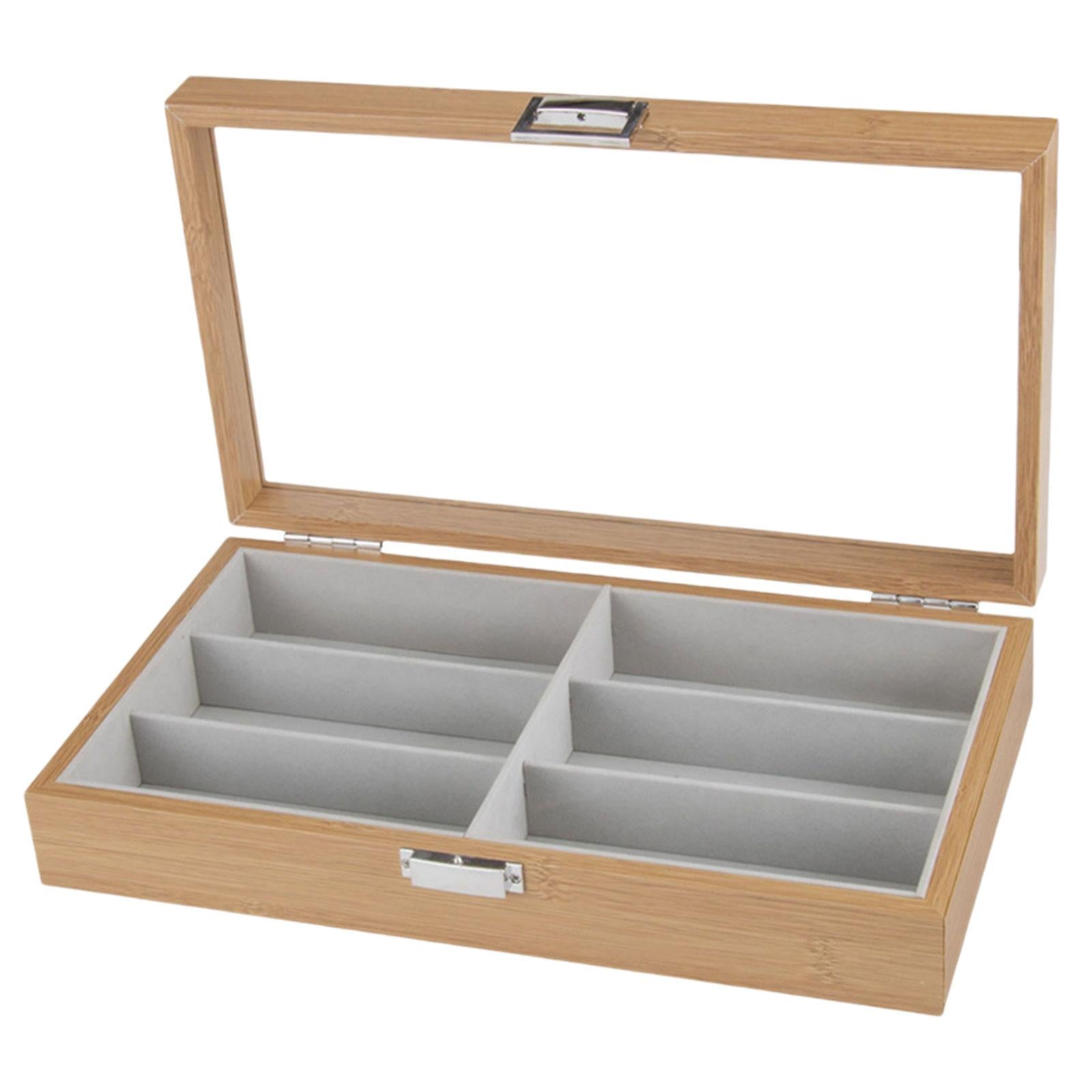 6 Grids Sunglasses Display Storage Box Wood Home Gadget Drawer