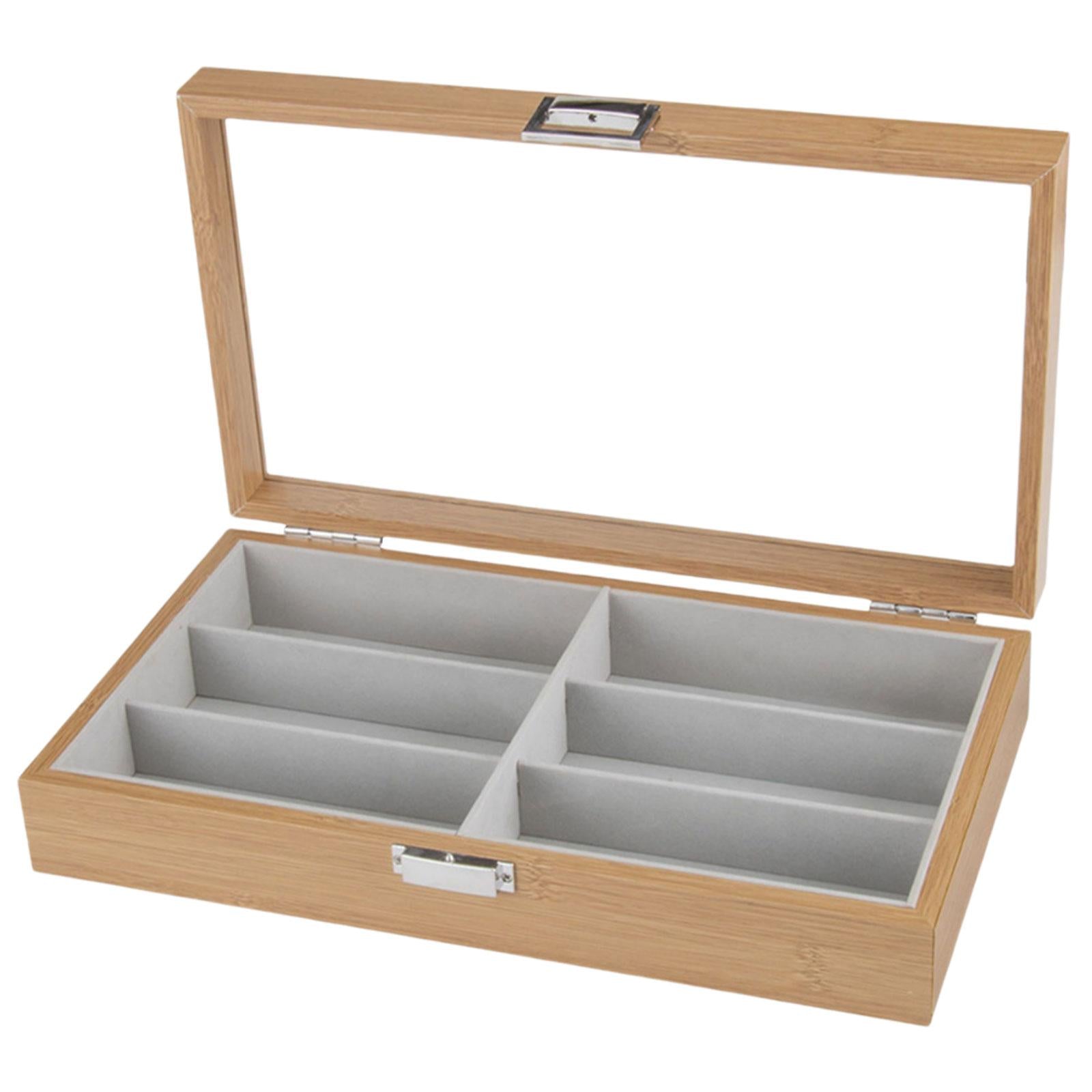 6 Grids Sunglasses Display Storage Box Wood Home Gadget Drawer