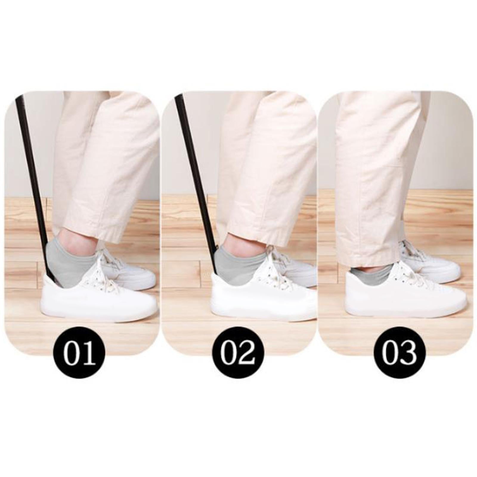 Shoe Horn Dressing Aids Durable Thick Long Handle for Men Women Elderly Black