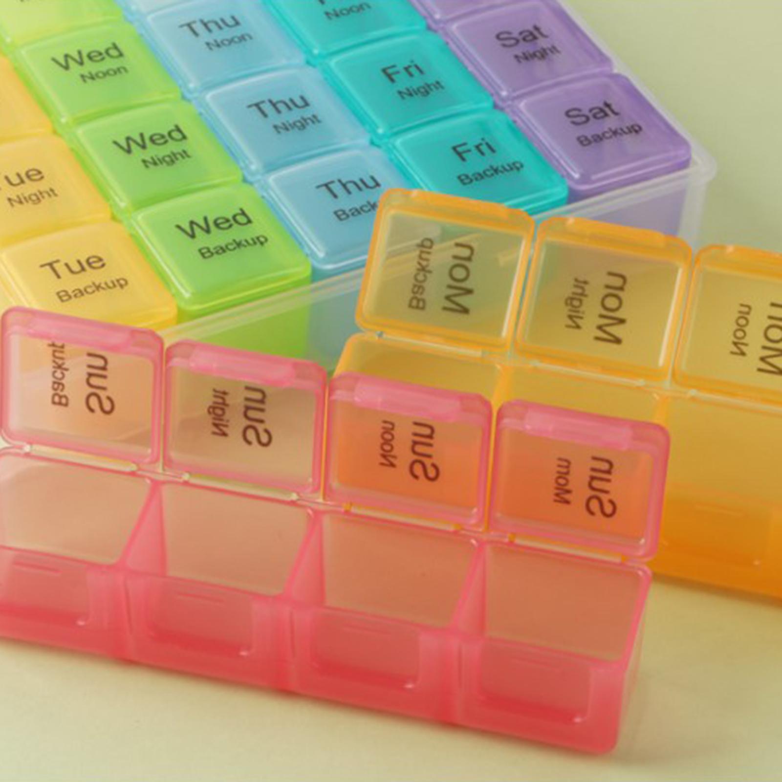 Portable 7 Days Pill Box Organiser Tablet Box for Pills Vitamins Colorful