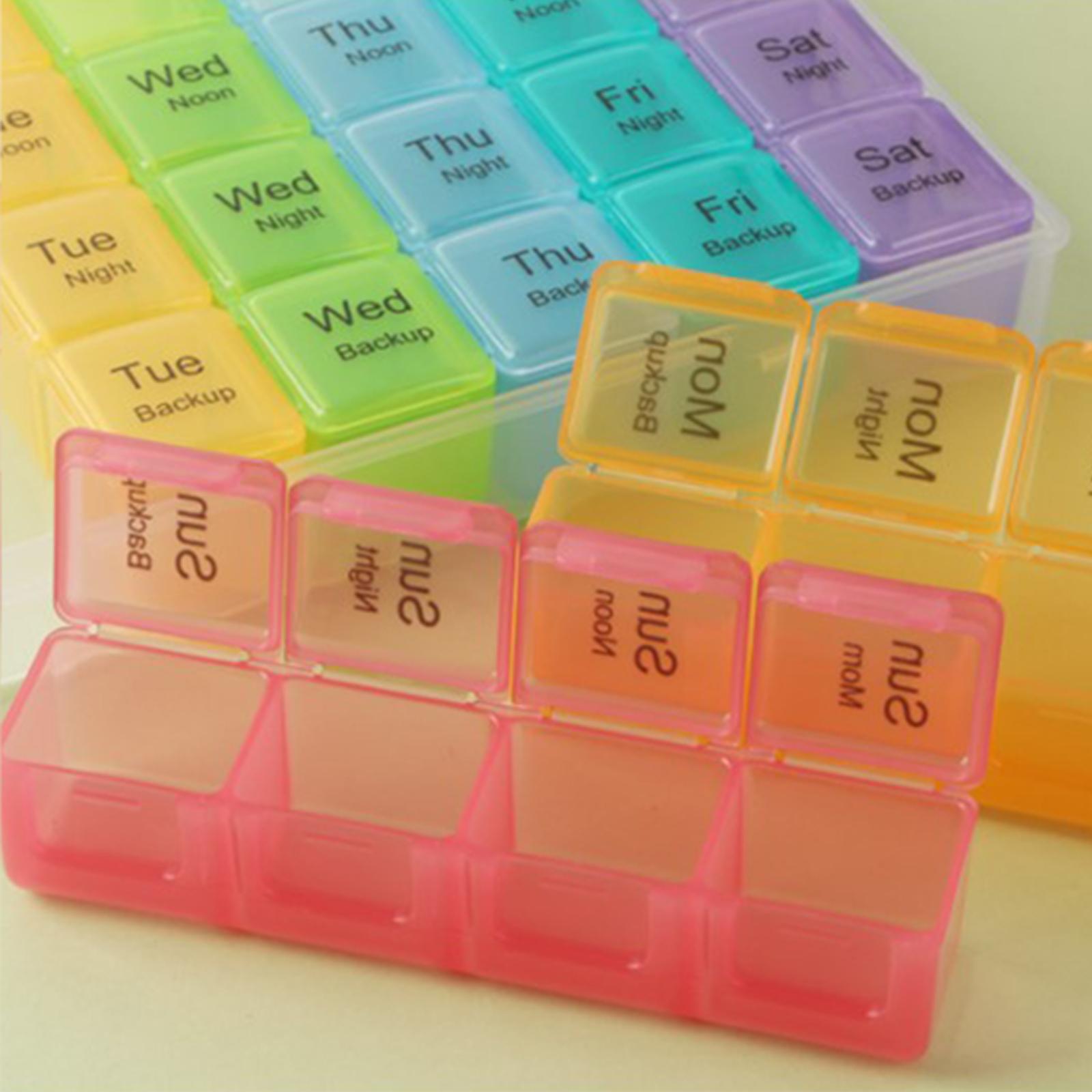Portable 7 Days Pill Box Organiser Tablet Box for Pills Vitamins Colorful
