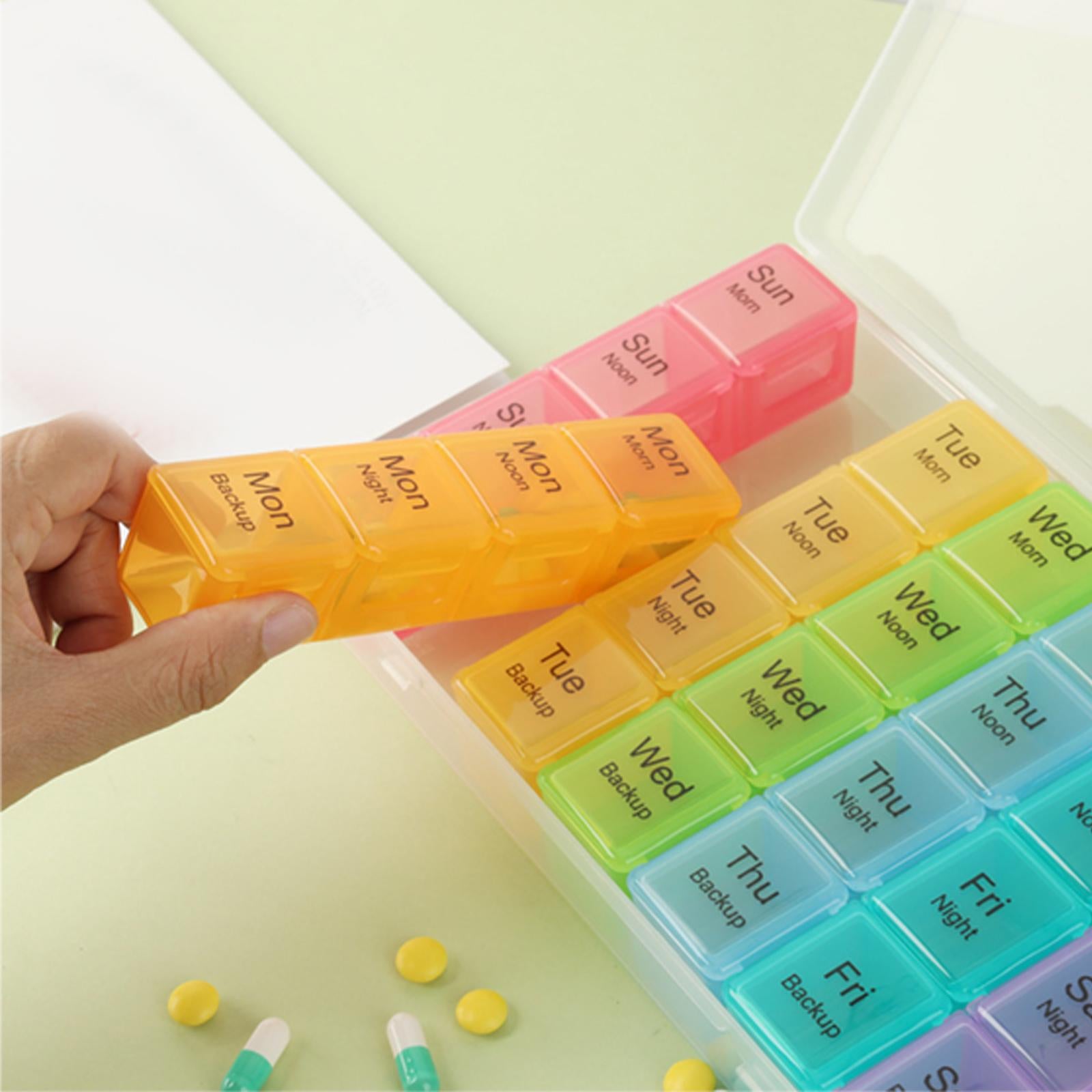 Portable 7 Days Pill Box Organiser Tablet Box for Pills Vitamins Colorful
