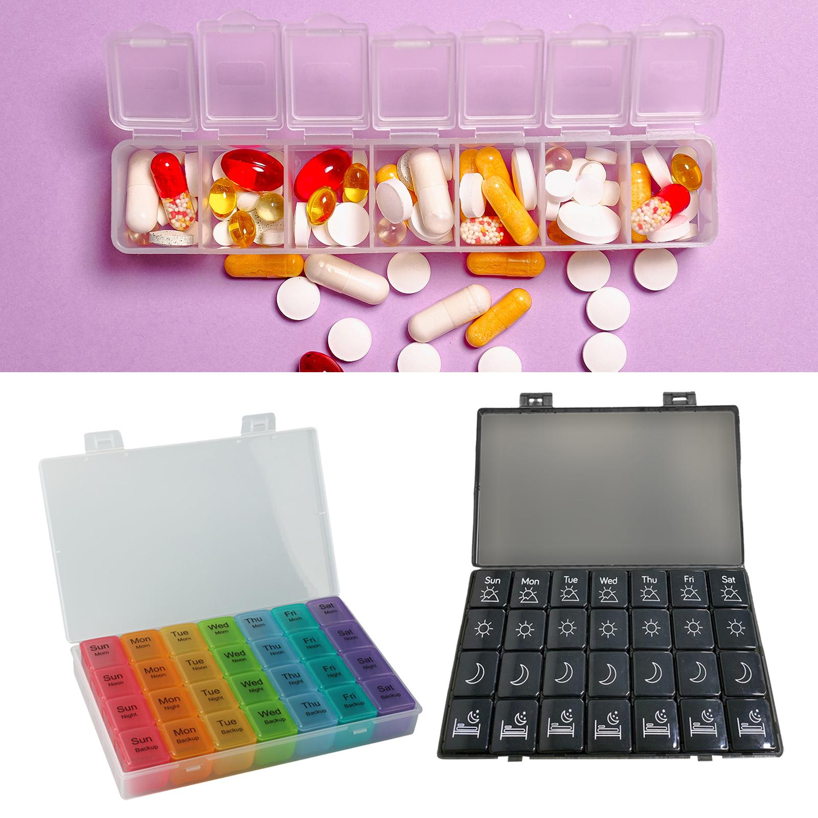Portable 7 Days Pill Box Organiser Tablet Box for Pills Vitamins Colorful