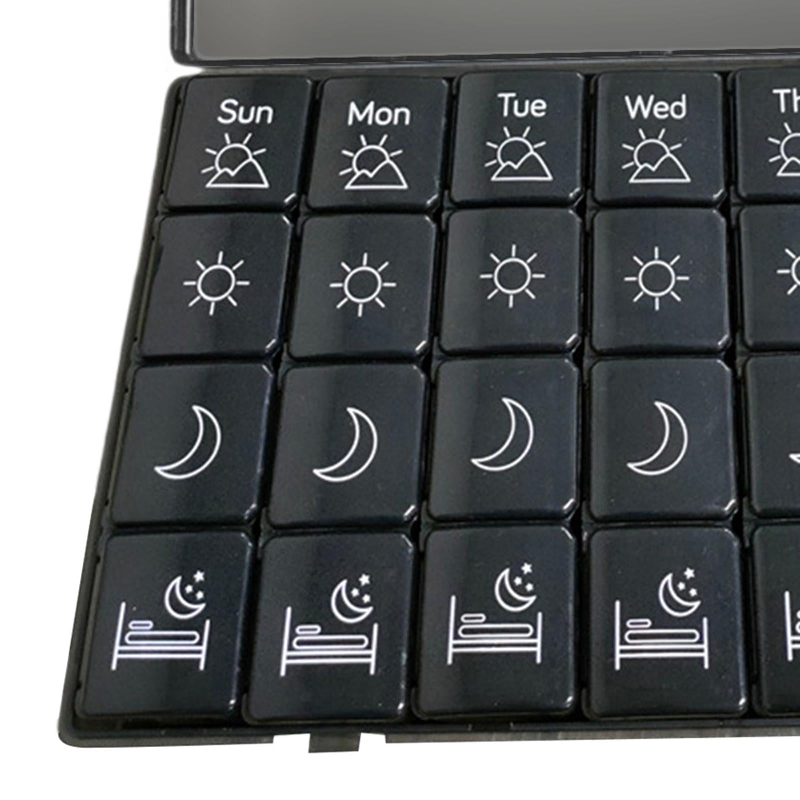 Portable 7 Days Pill Box Organiser Tablet Box for Pills Vitamins Black
