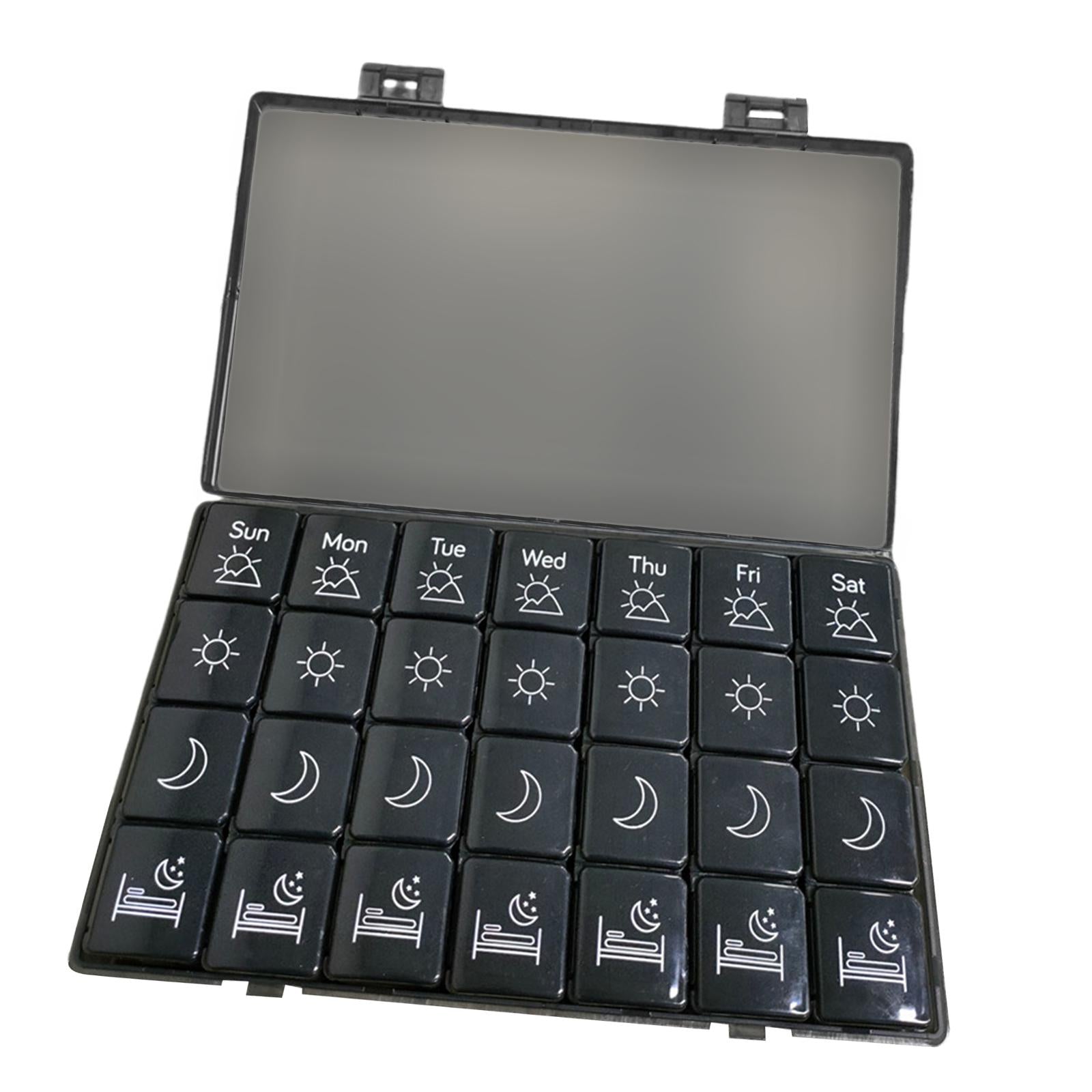 Portable 7 Days Pill Box Organiser Tablet Box for Pills Vitamins Black